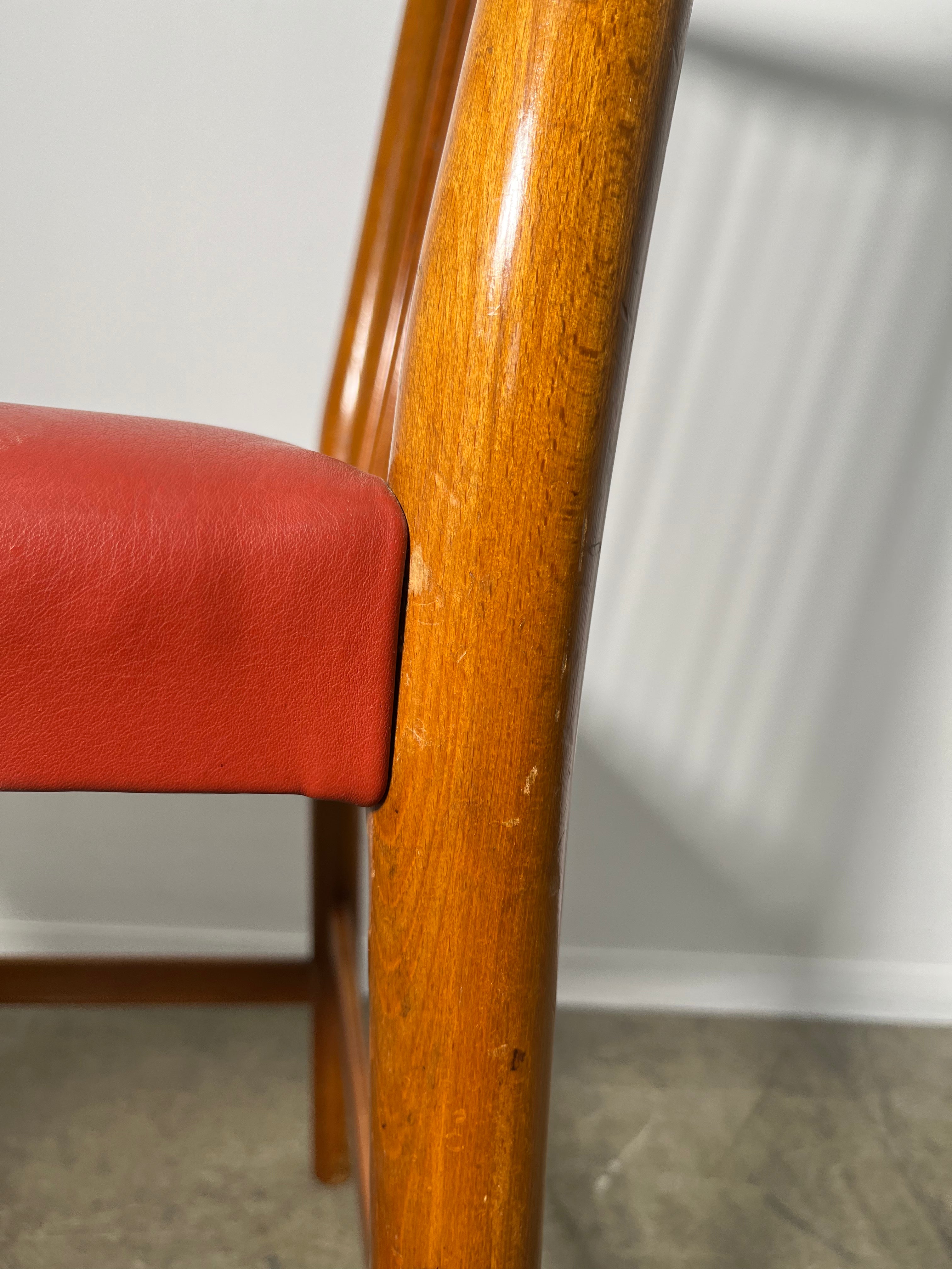 Set of (4) Vintage Danish Dining Chairs with Leather Seats