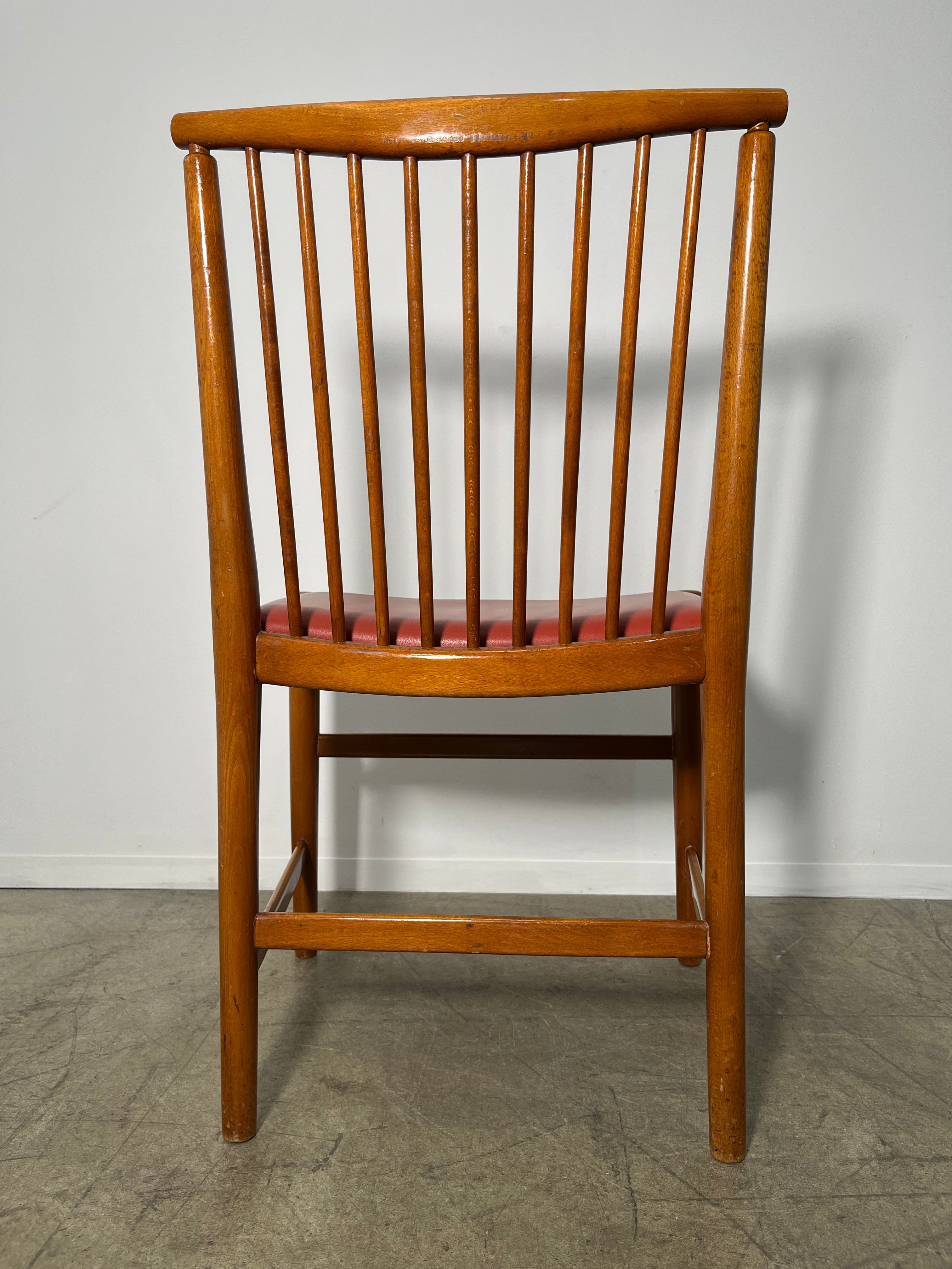 Set of (4) Vintage Danish Dining Chairs with Leather Seats