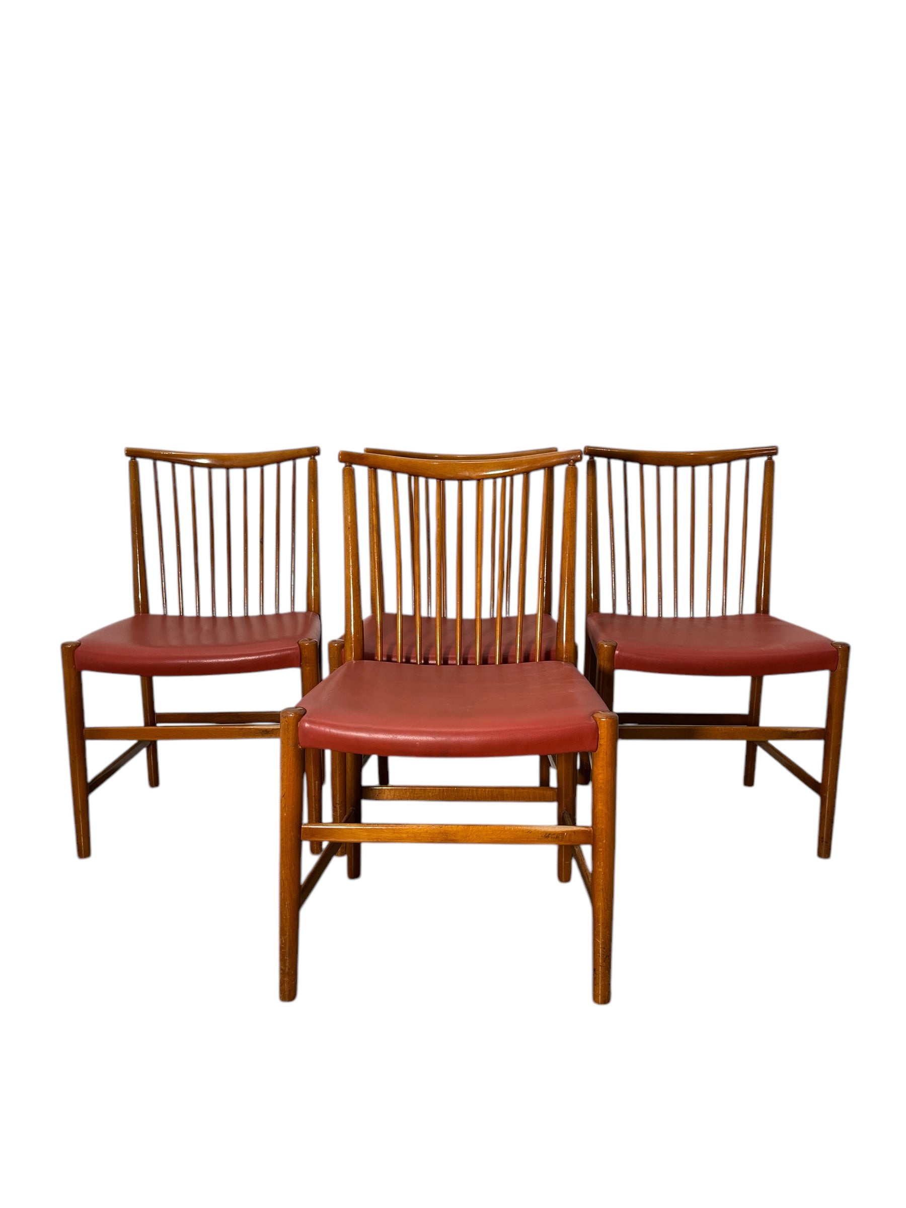 Set of (4) Vintage Danish Dining Chairs with Leather Seats