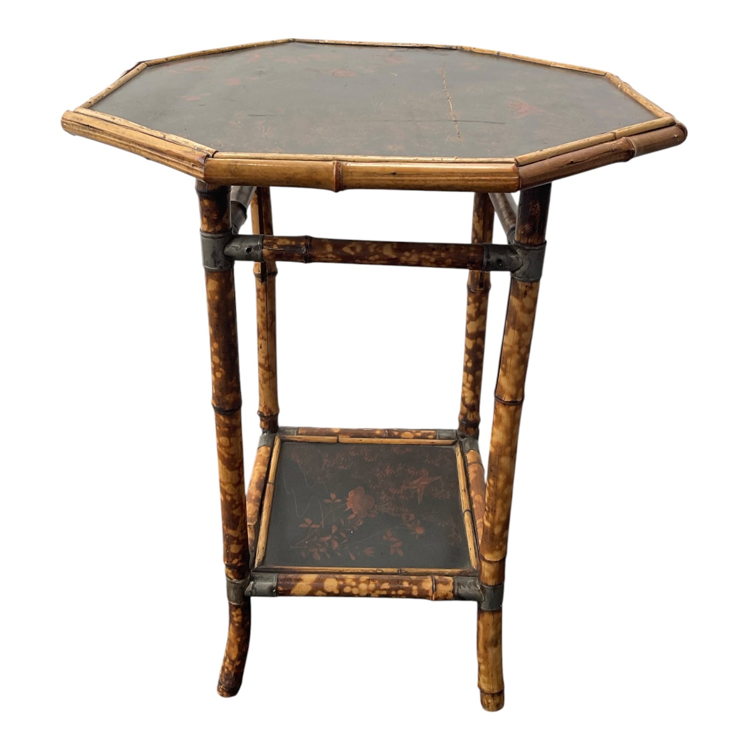 English Chinoiserie Octagonal Side Table in Bamboo