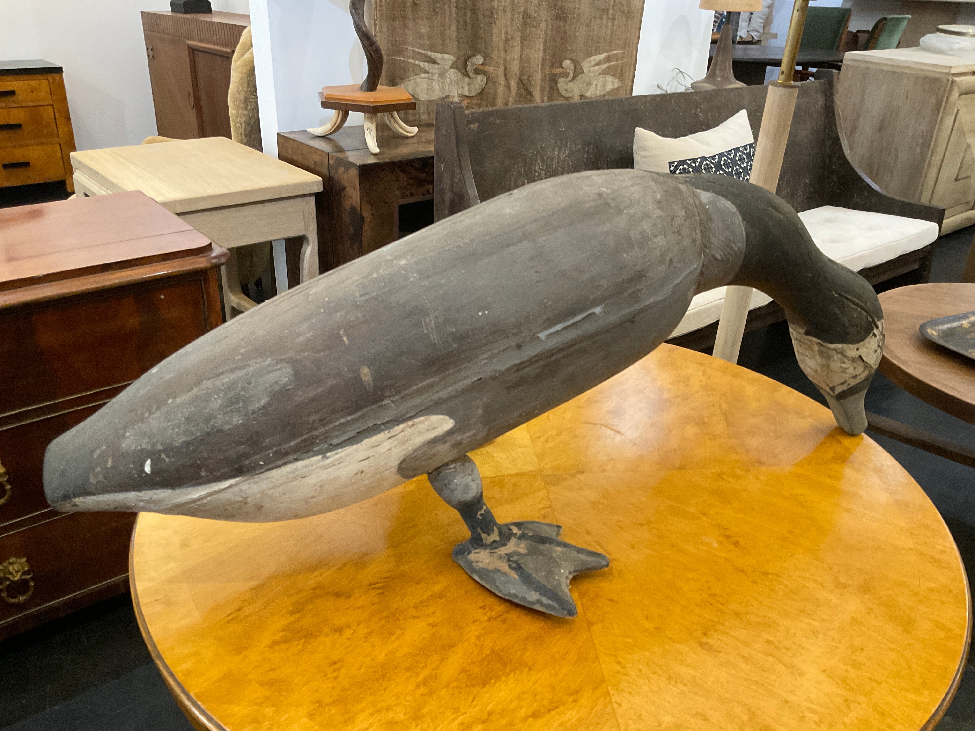 19th century american canvas and painted Goose decoy