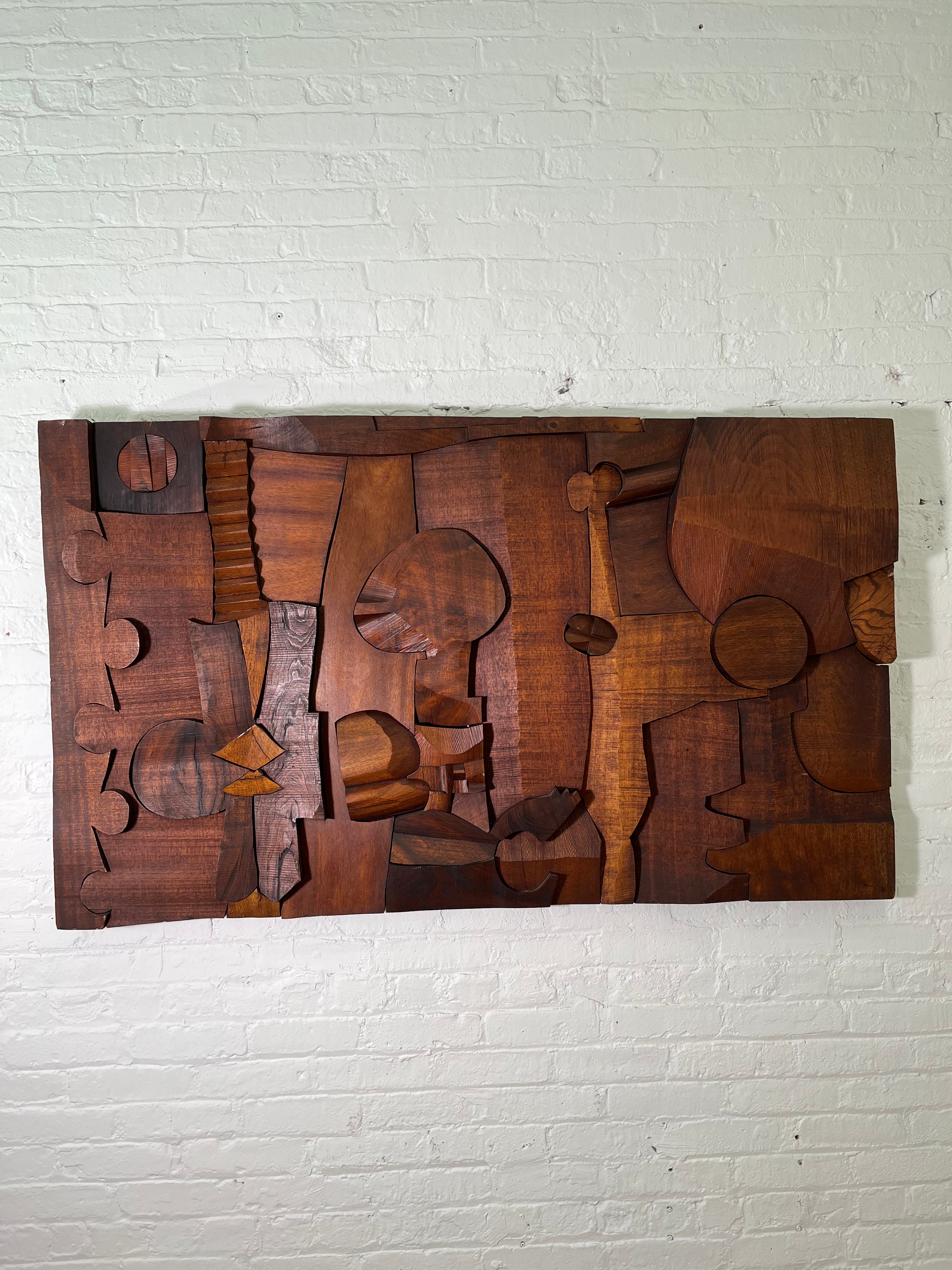 "Hugh Townley" 1962 Wood Relief Wall Sculpture
