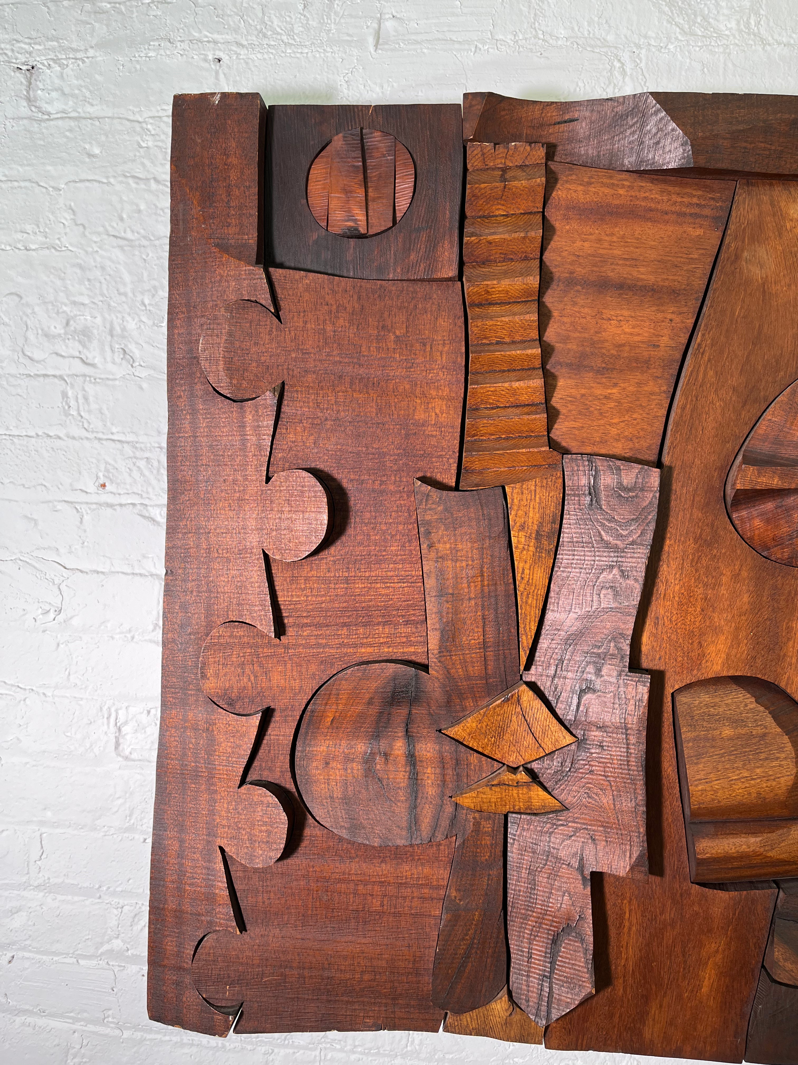 "Hugh Townley" 1962 Wood Relief Wall Sculpture