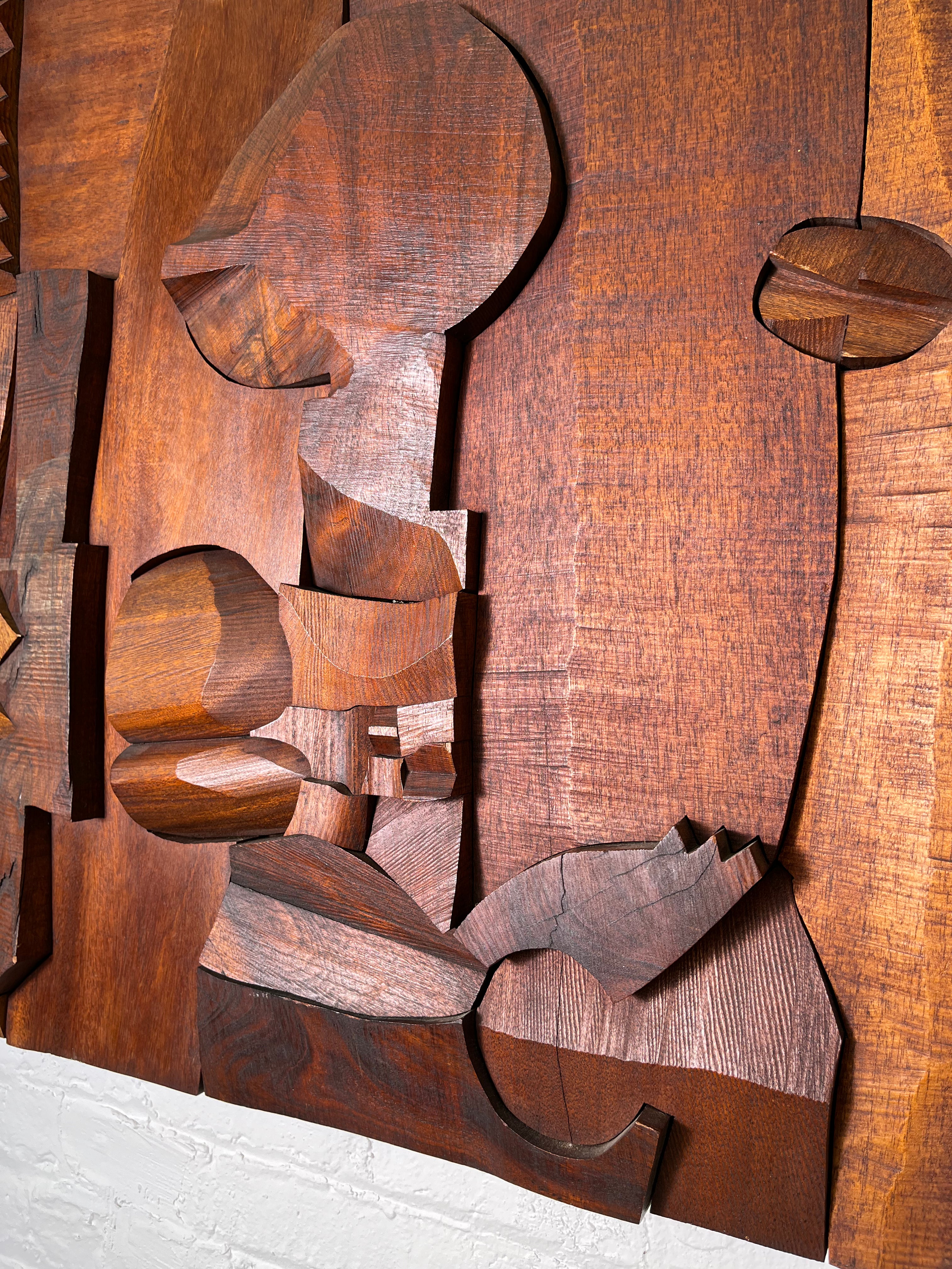"Hugh Townley" 1962 Wood Relief Wall Sculpture