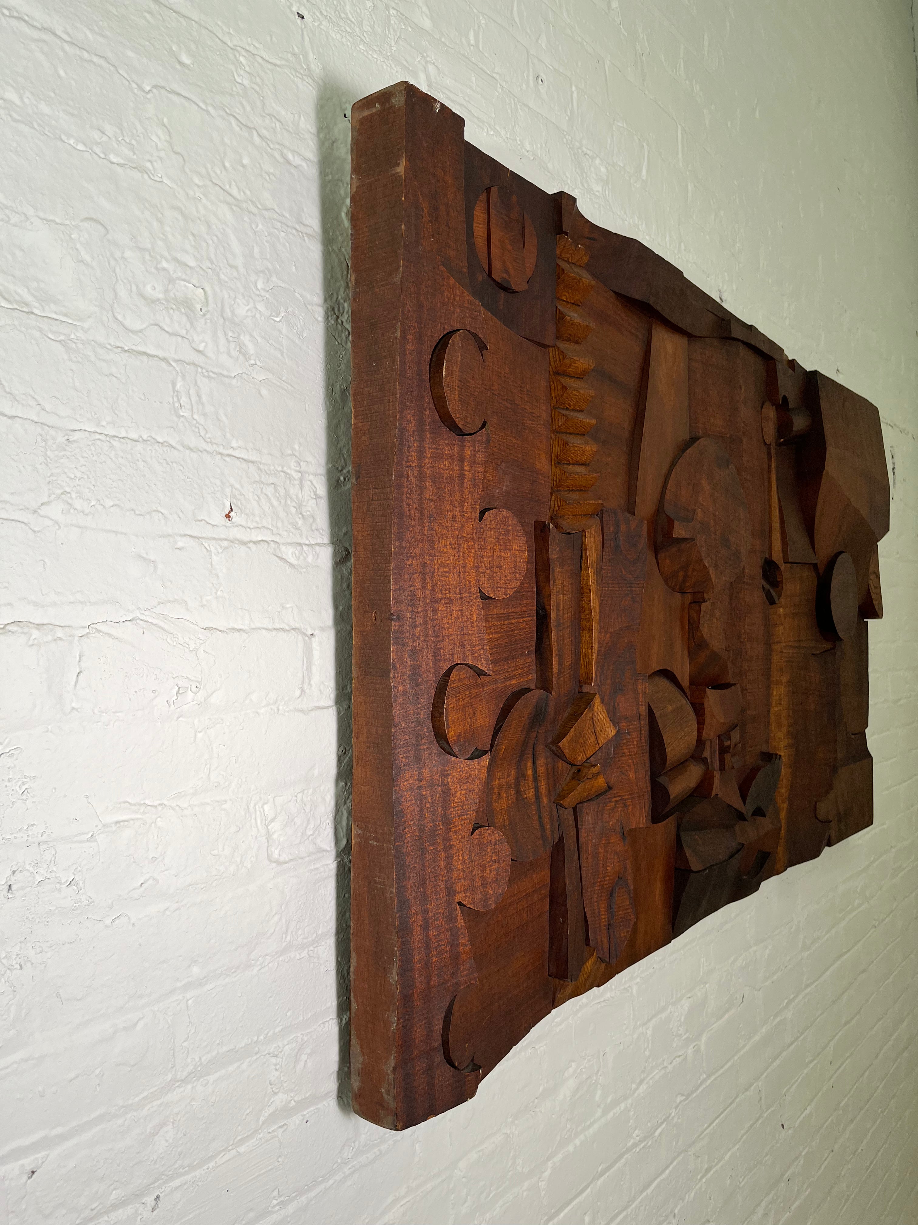 "Hugh Townley" 1962 Wood Relief Wall Sculpture