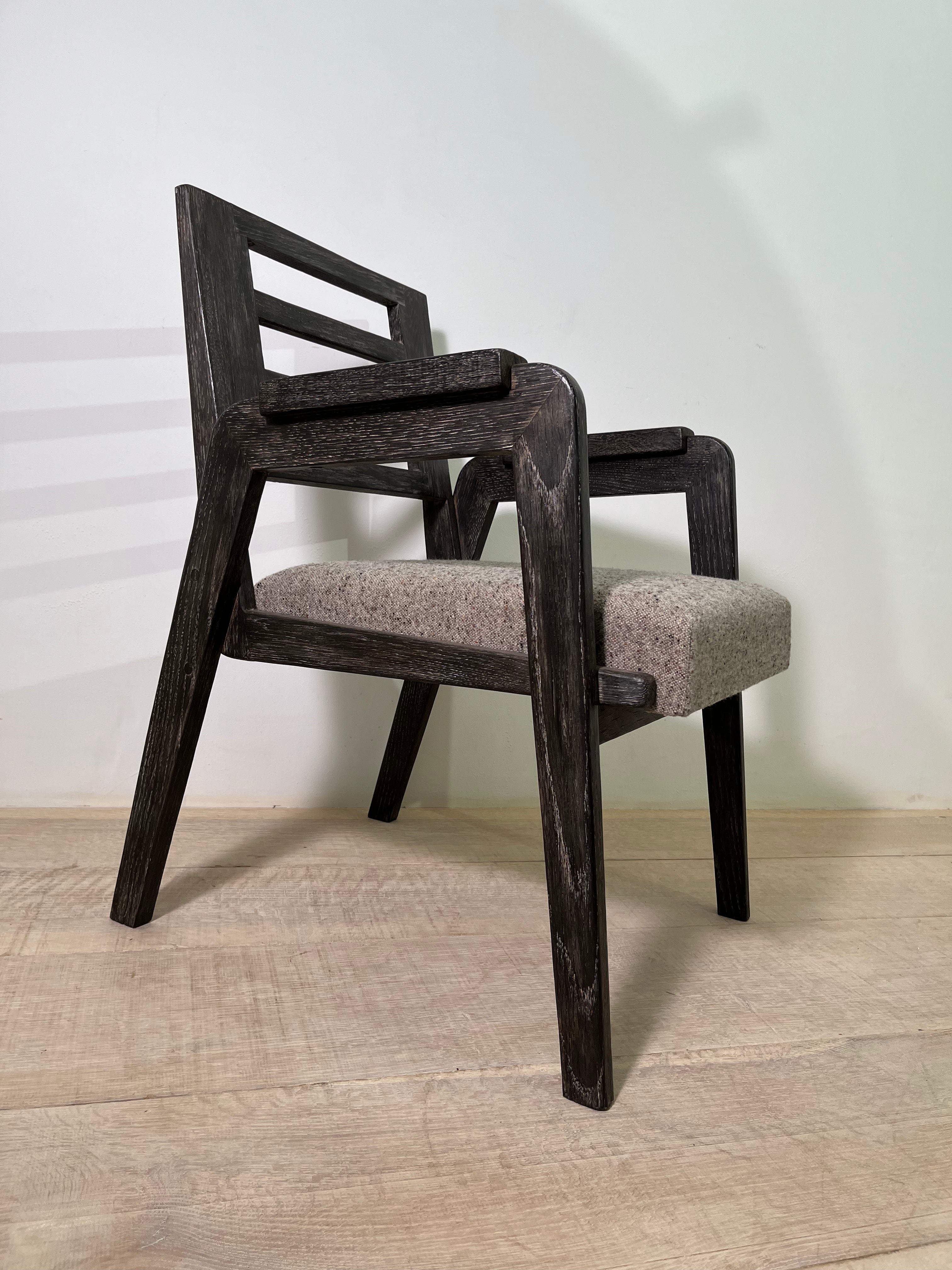 Set of (8) French Cerused Dining Chairs