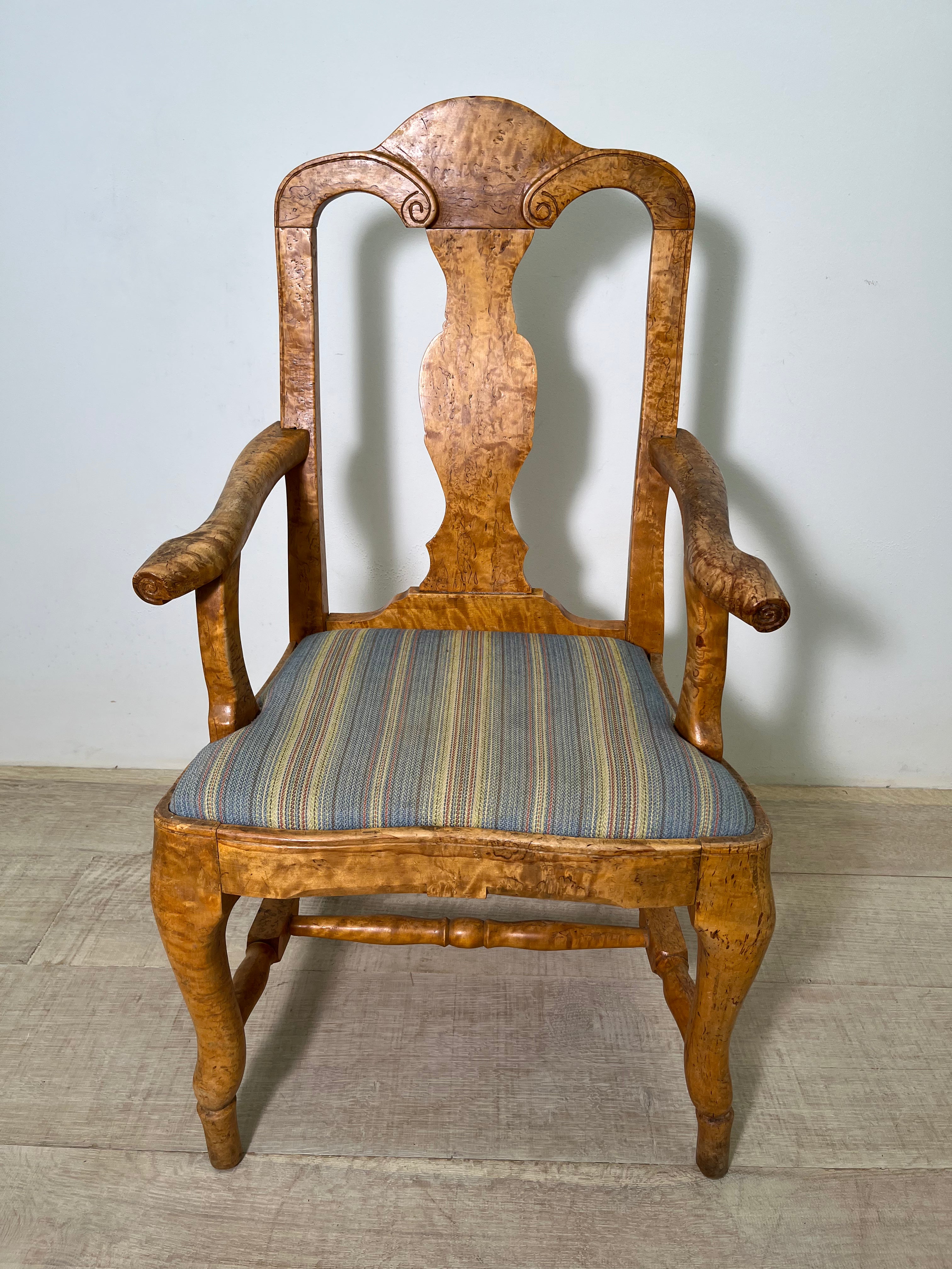 18th Century Swedish Burl Wood Arm Chair