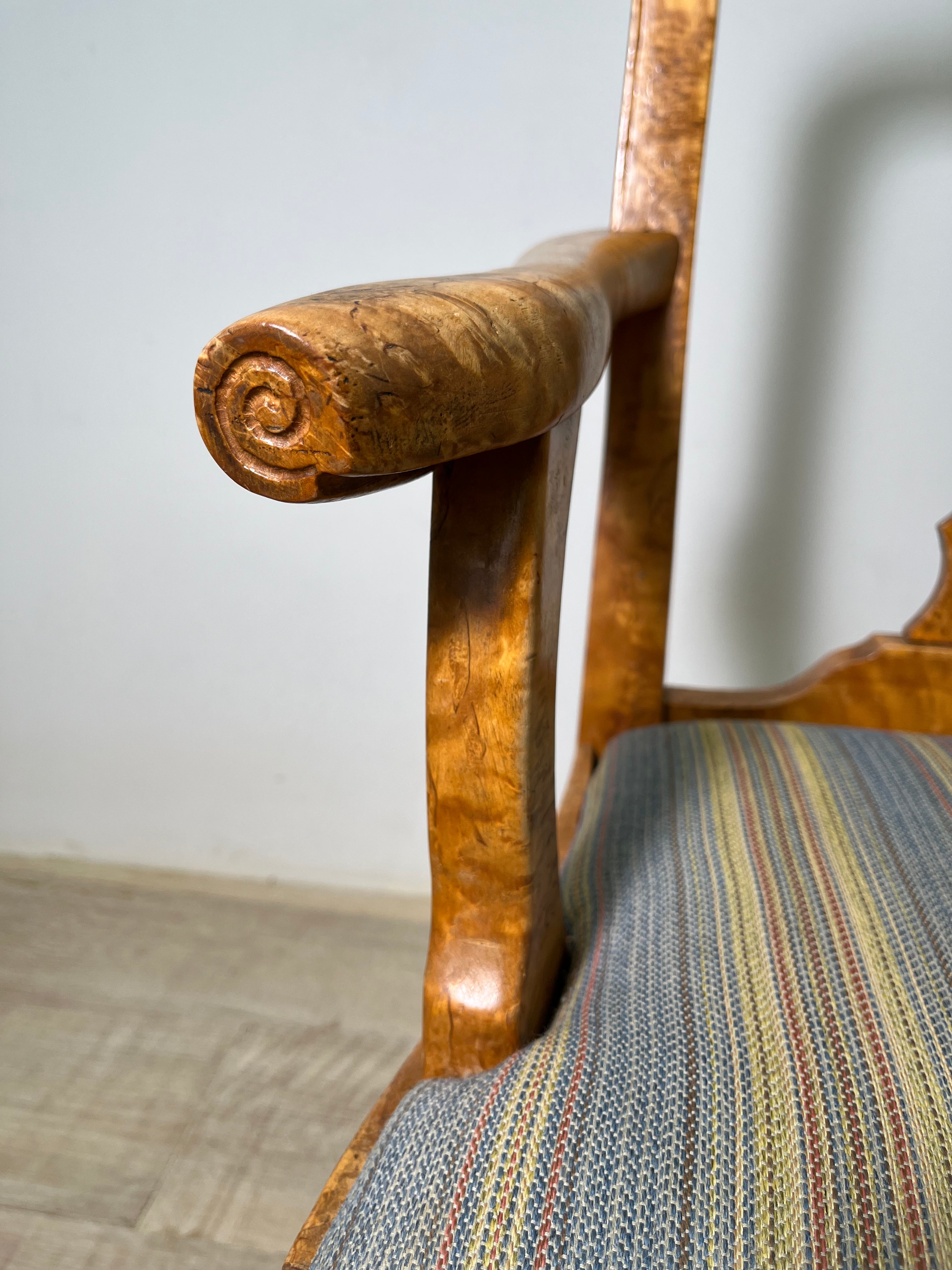 18th Century Swedish Burl Wood Arm Chair