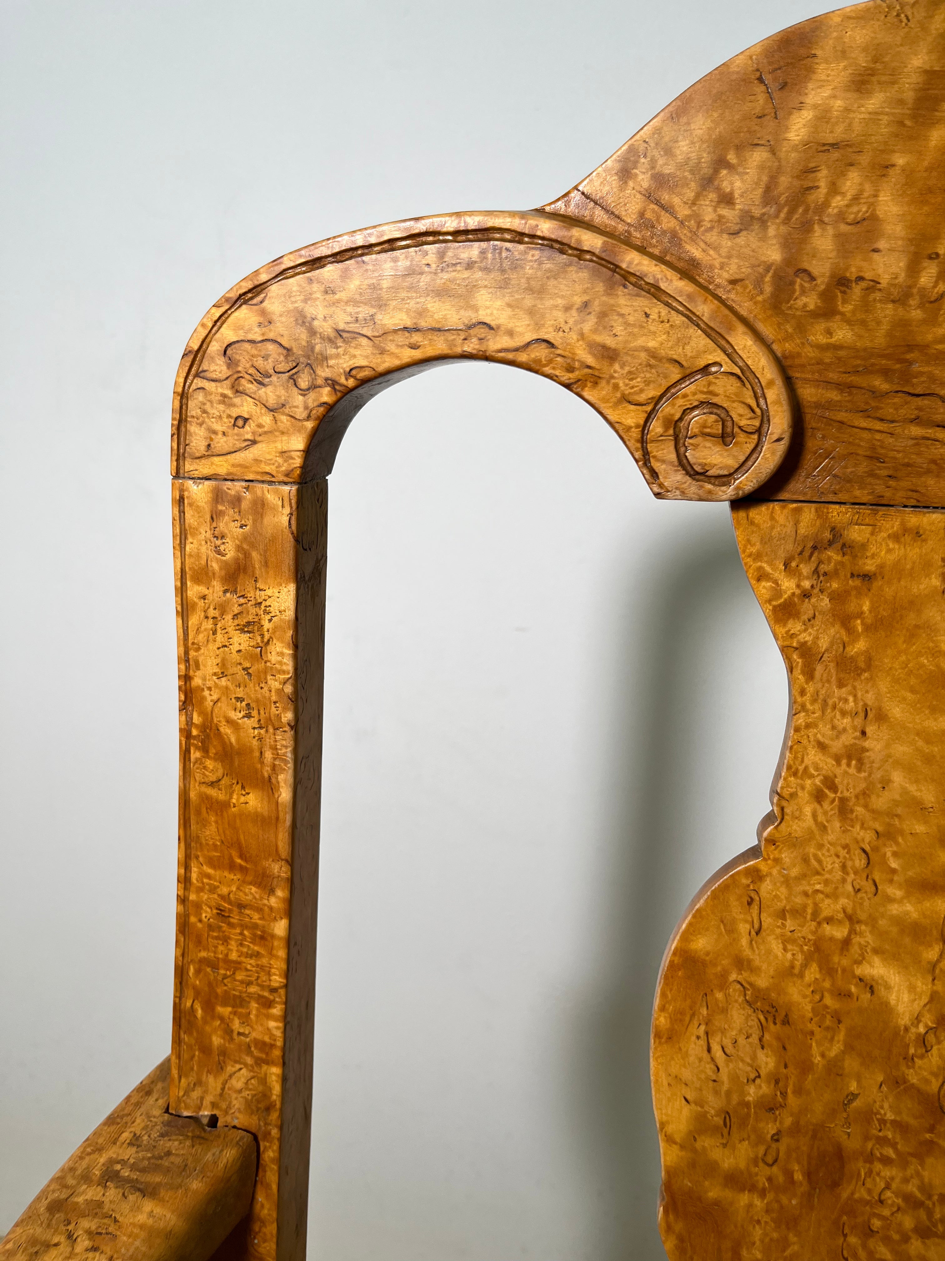 18th Century Swedish Burl Wood Arm Chair