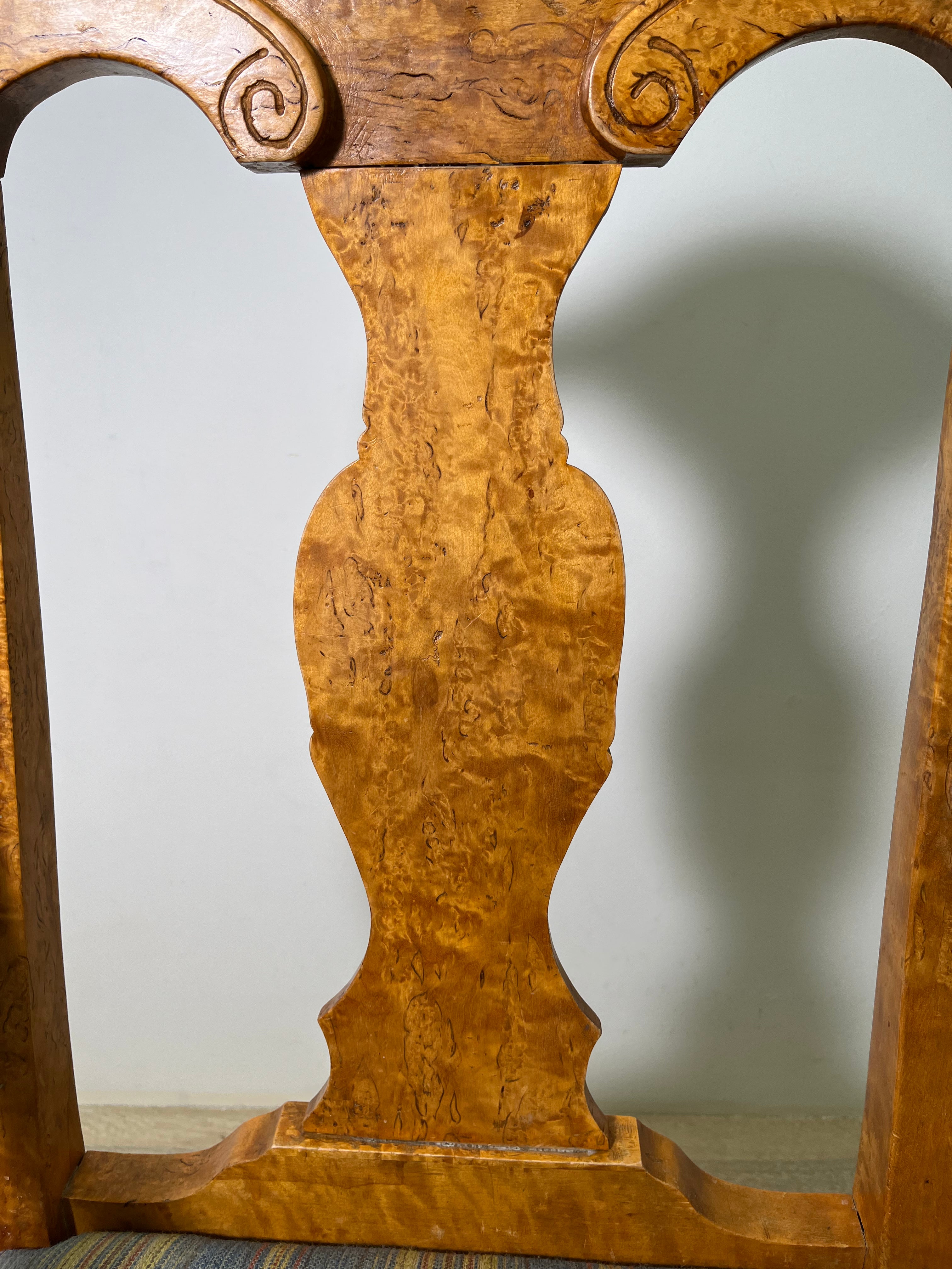 18th Century Swedish Burl Wood Arm Chair