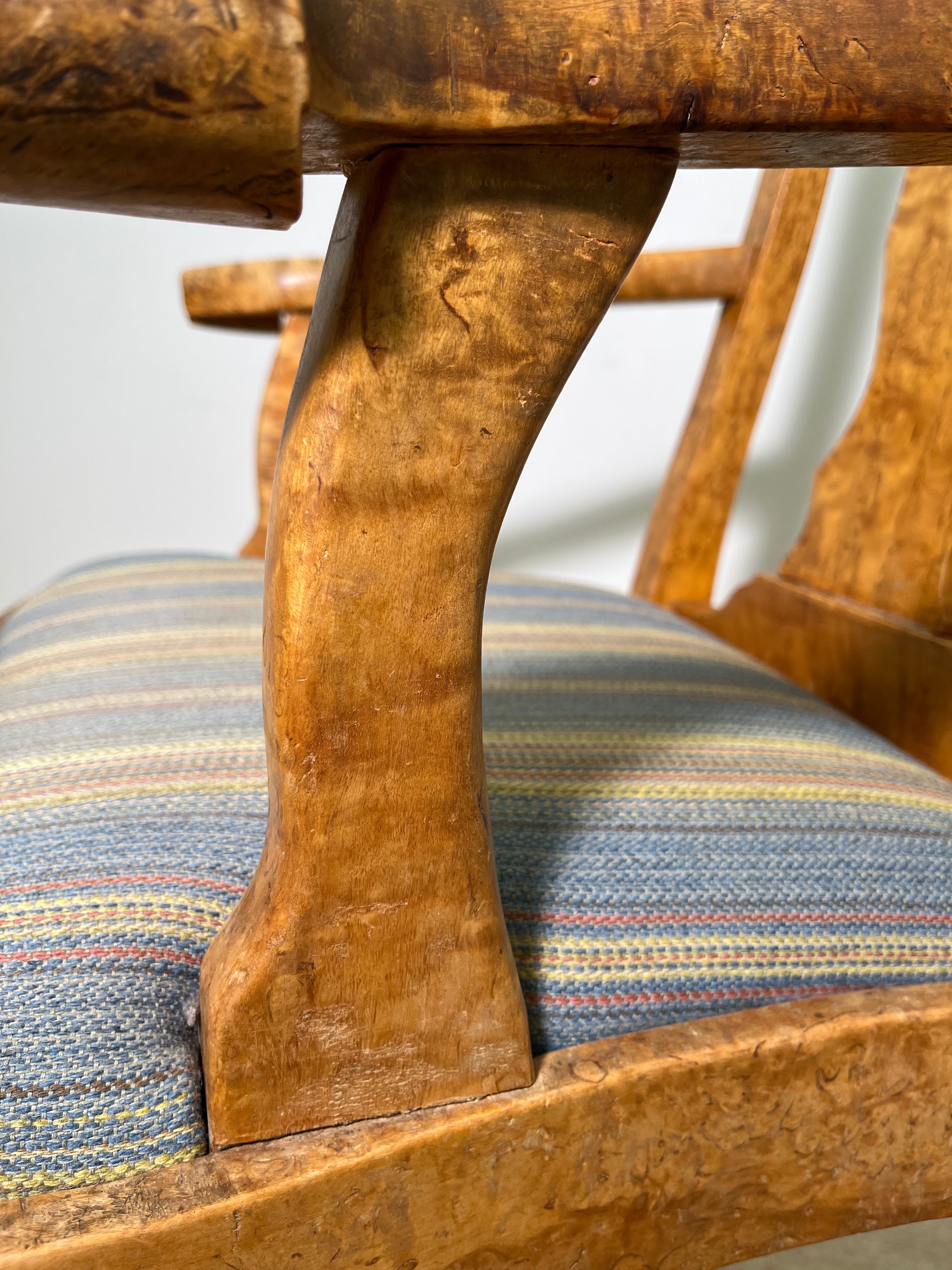 18th Century Swedish Burl Wood Arm Chair