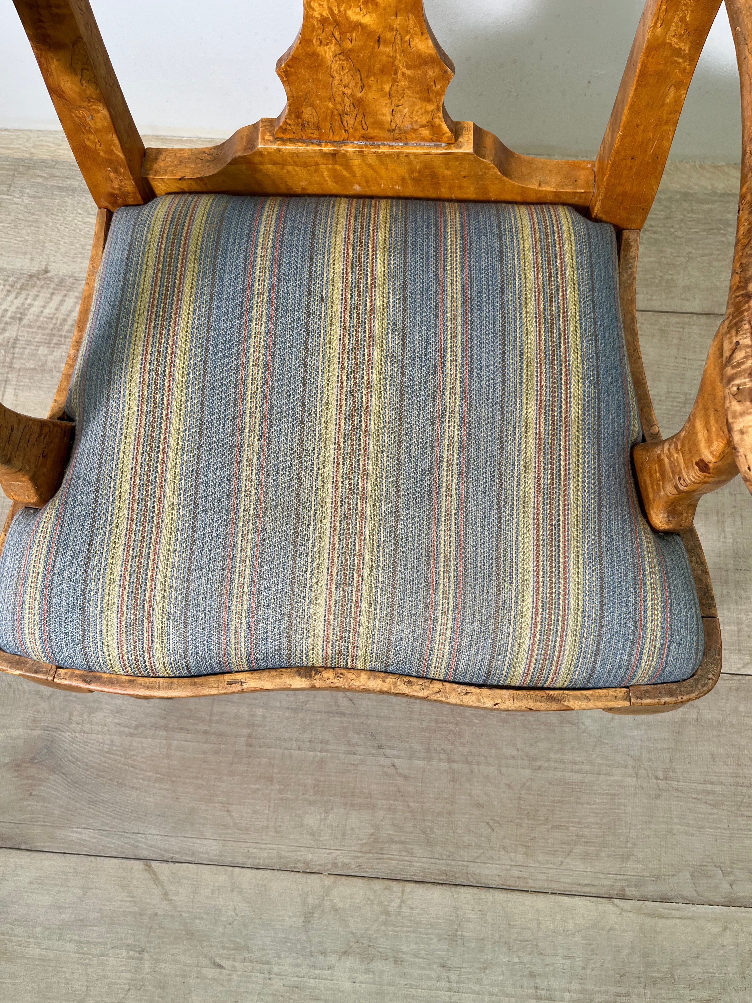 18th Century Swedish Burl Wood Arm Chair