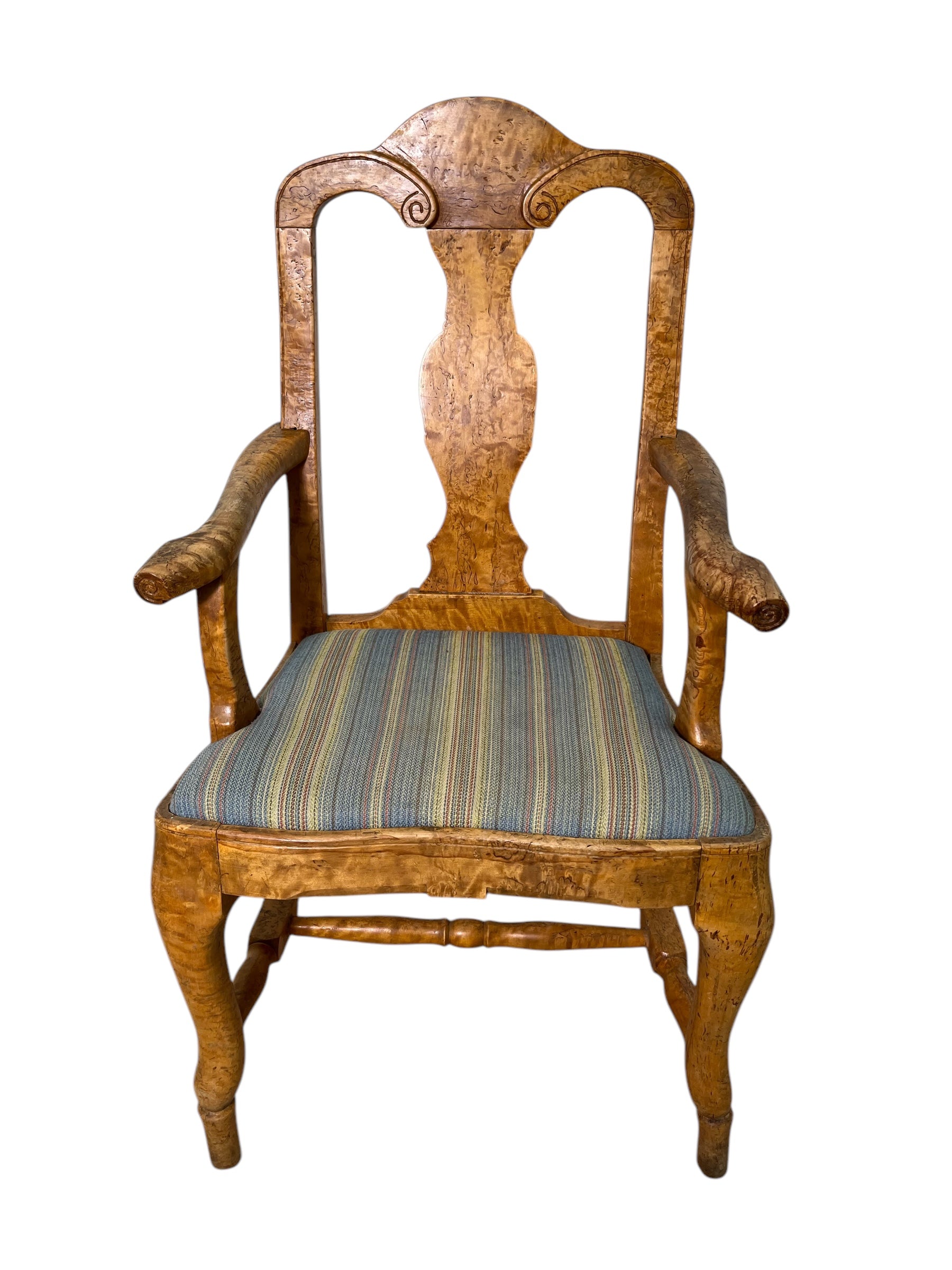 18th Century Swedish Burl Wood Arm Chair
