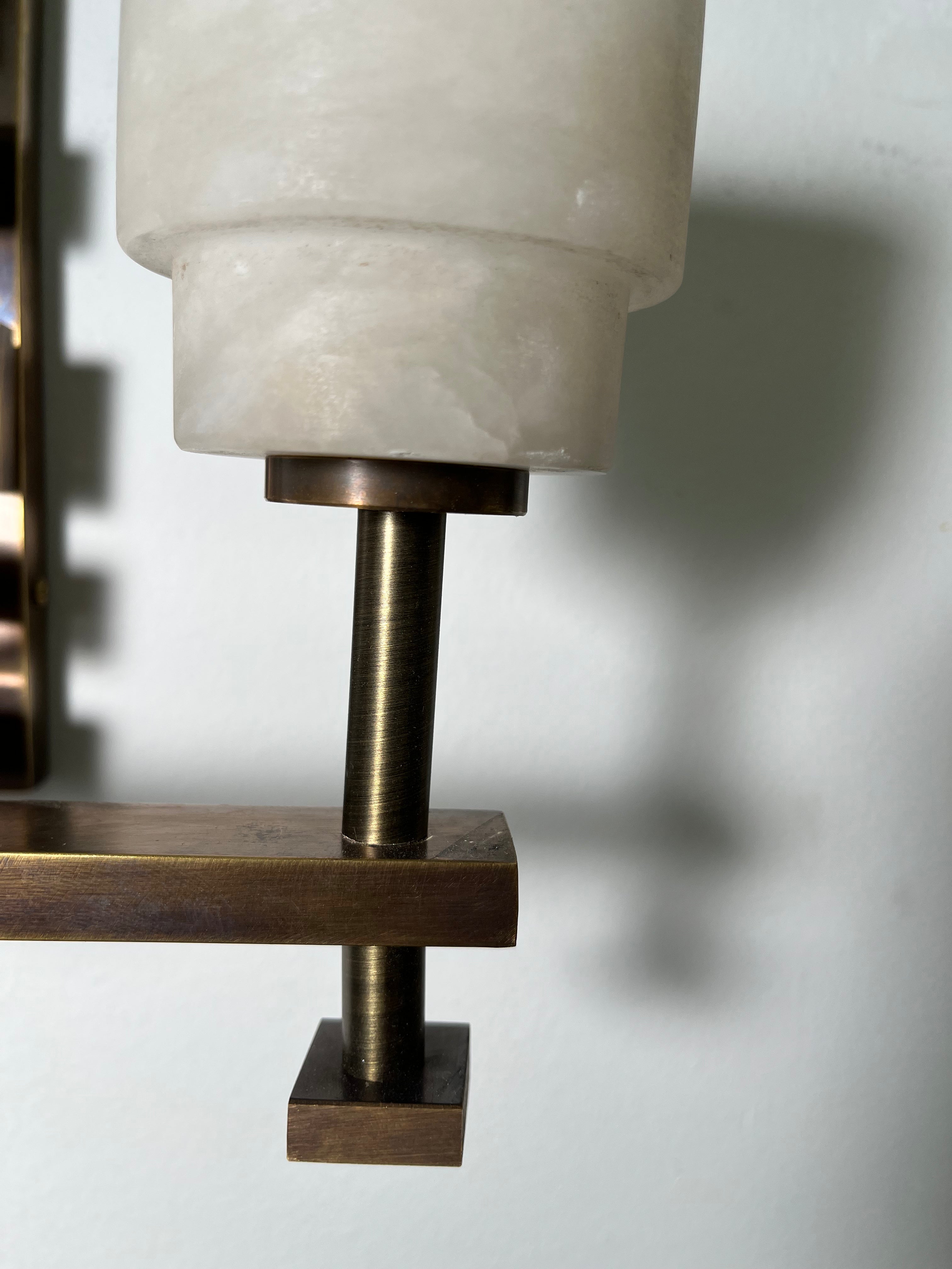 Pair of Limited Edition Bronze Modernist Sconces