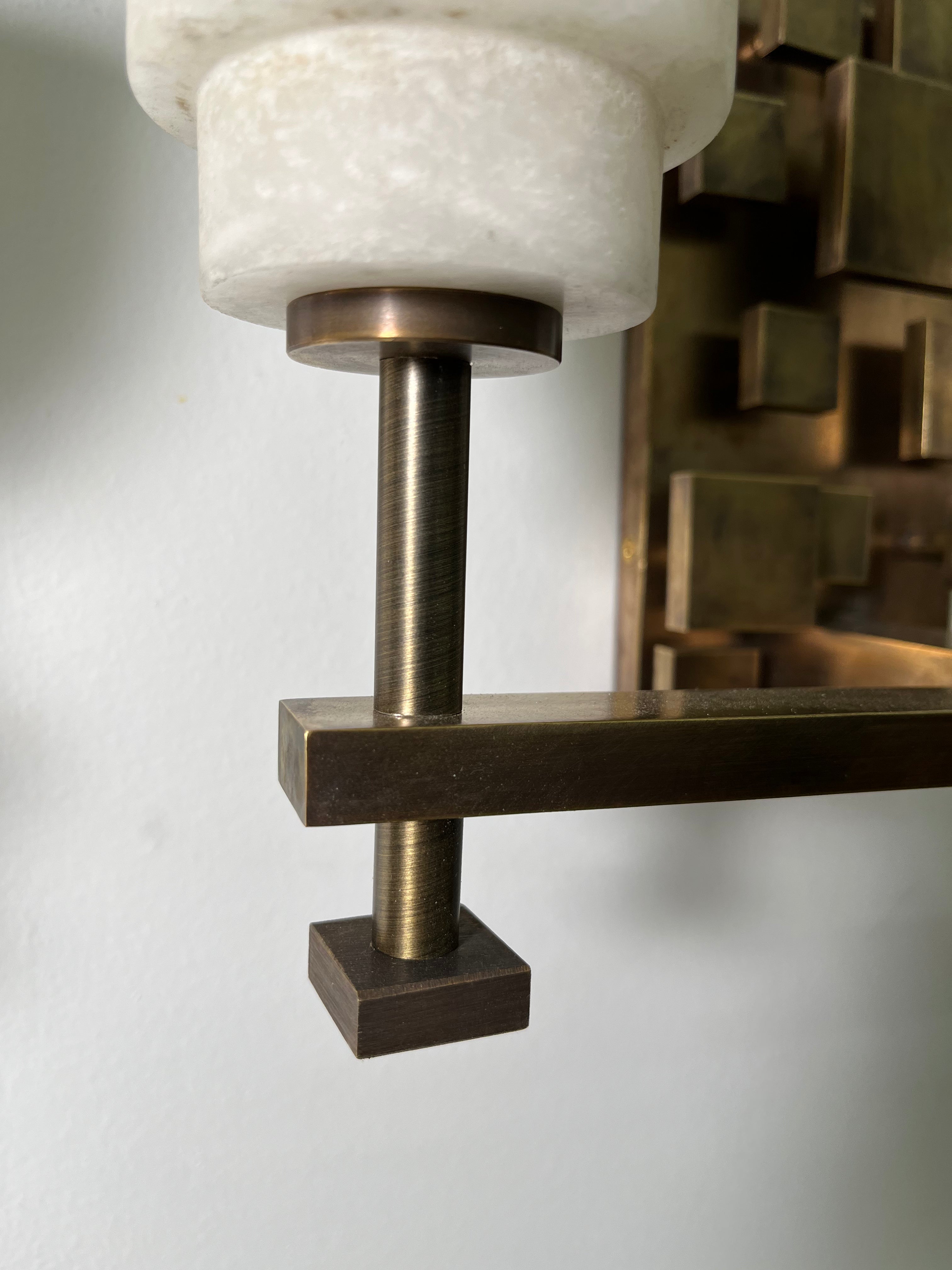 Pair of Limited Edition Bronze Modernist Sconces