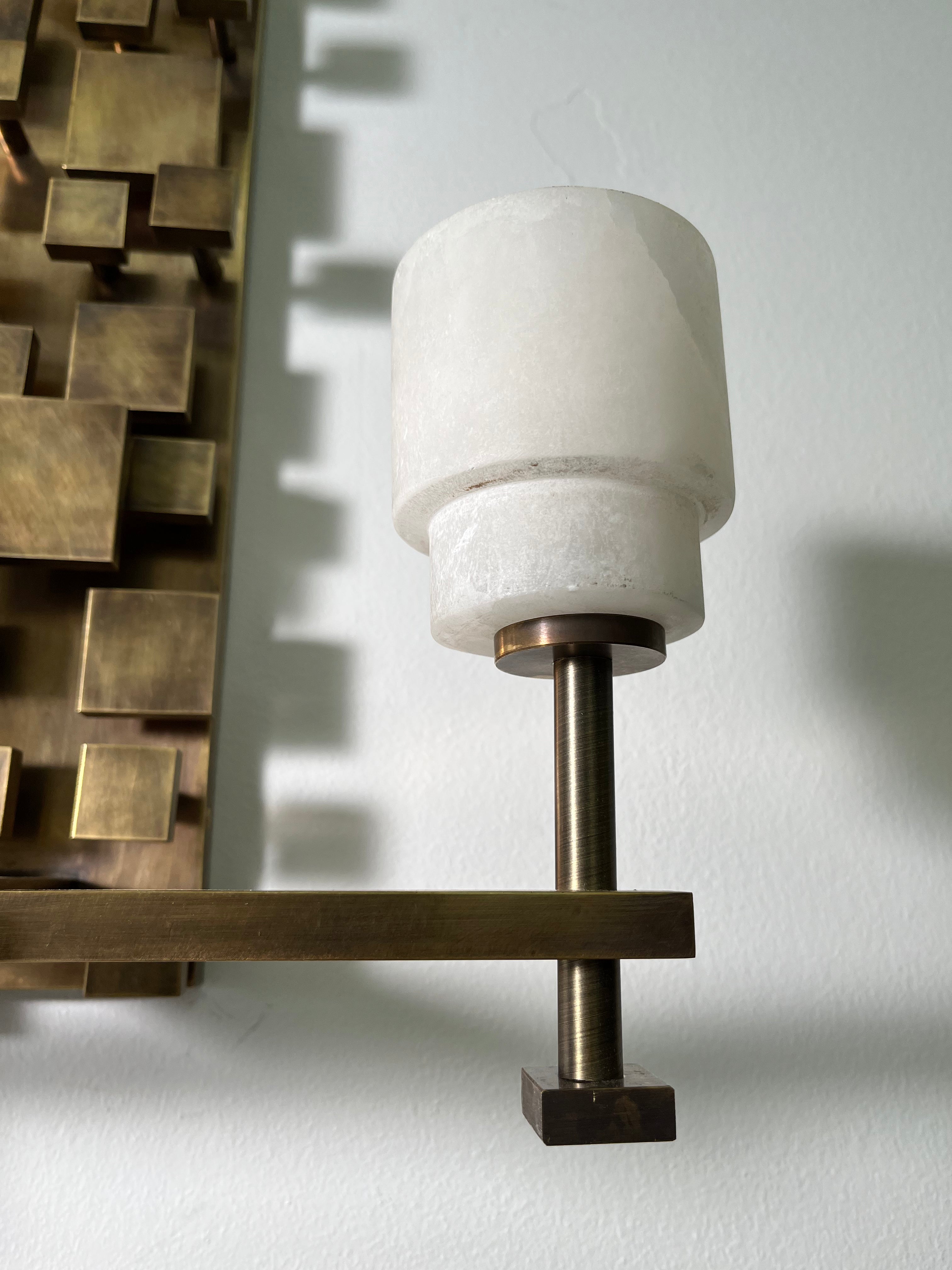 Pair of Limited Edition Bronze Modernist Sconces