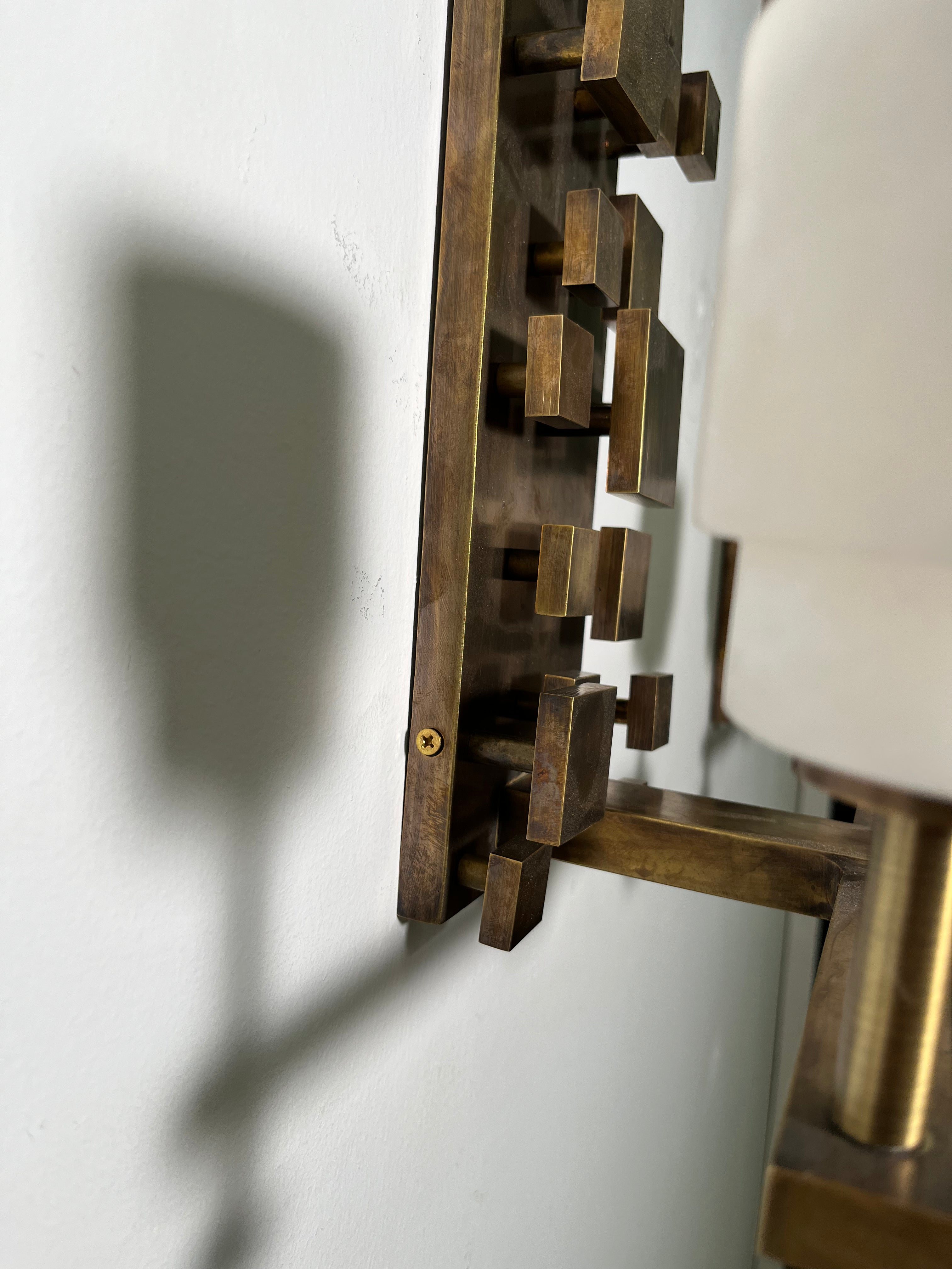 Pair of Limited Edition Bronze Modernist Sconces