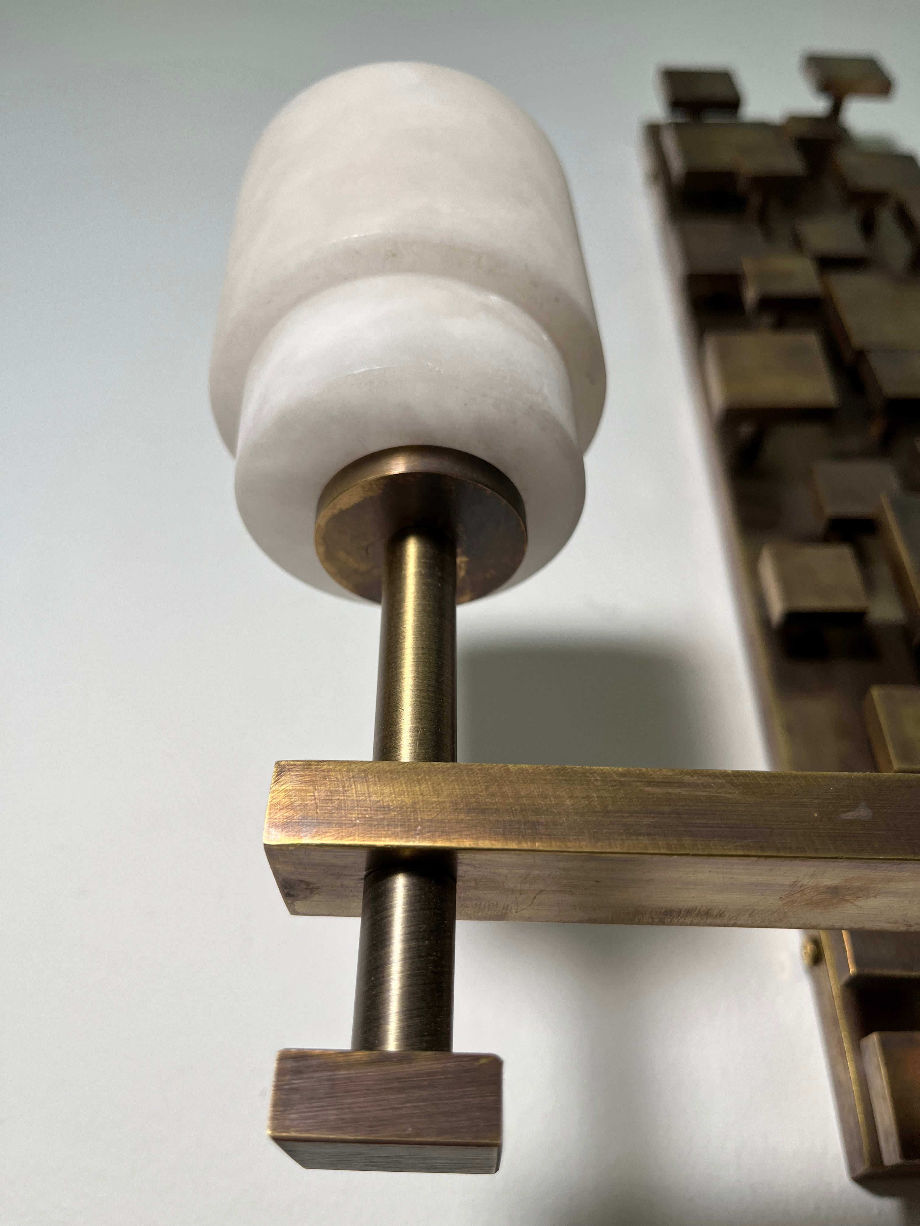 Pair of Limited Edition Bronze Modernist Sconces