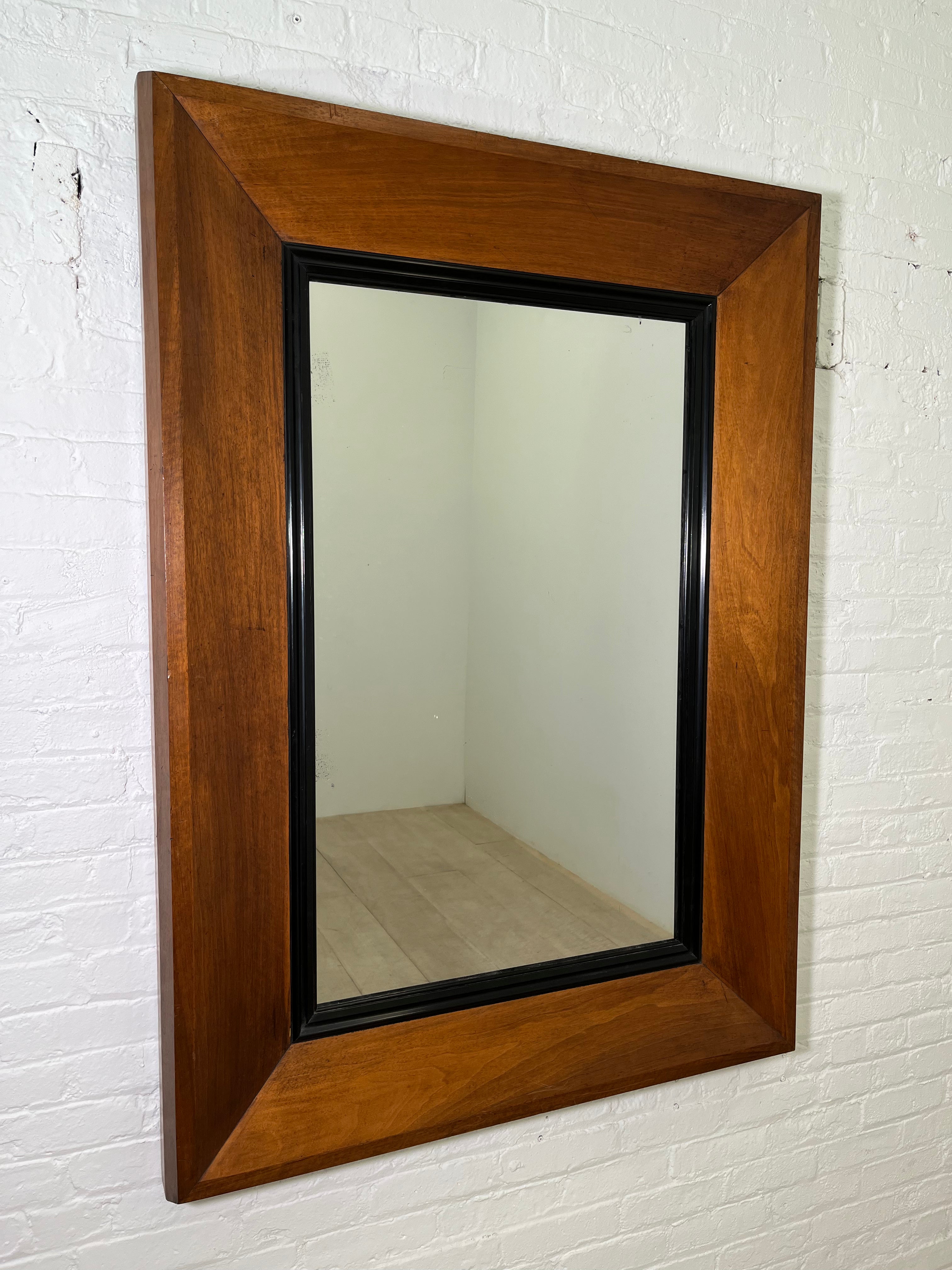 Large English Burl and Ebonized Mirror