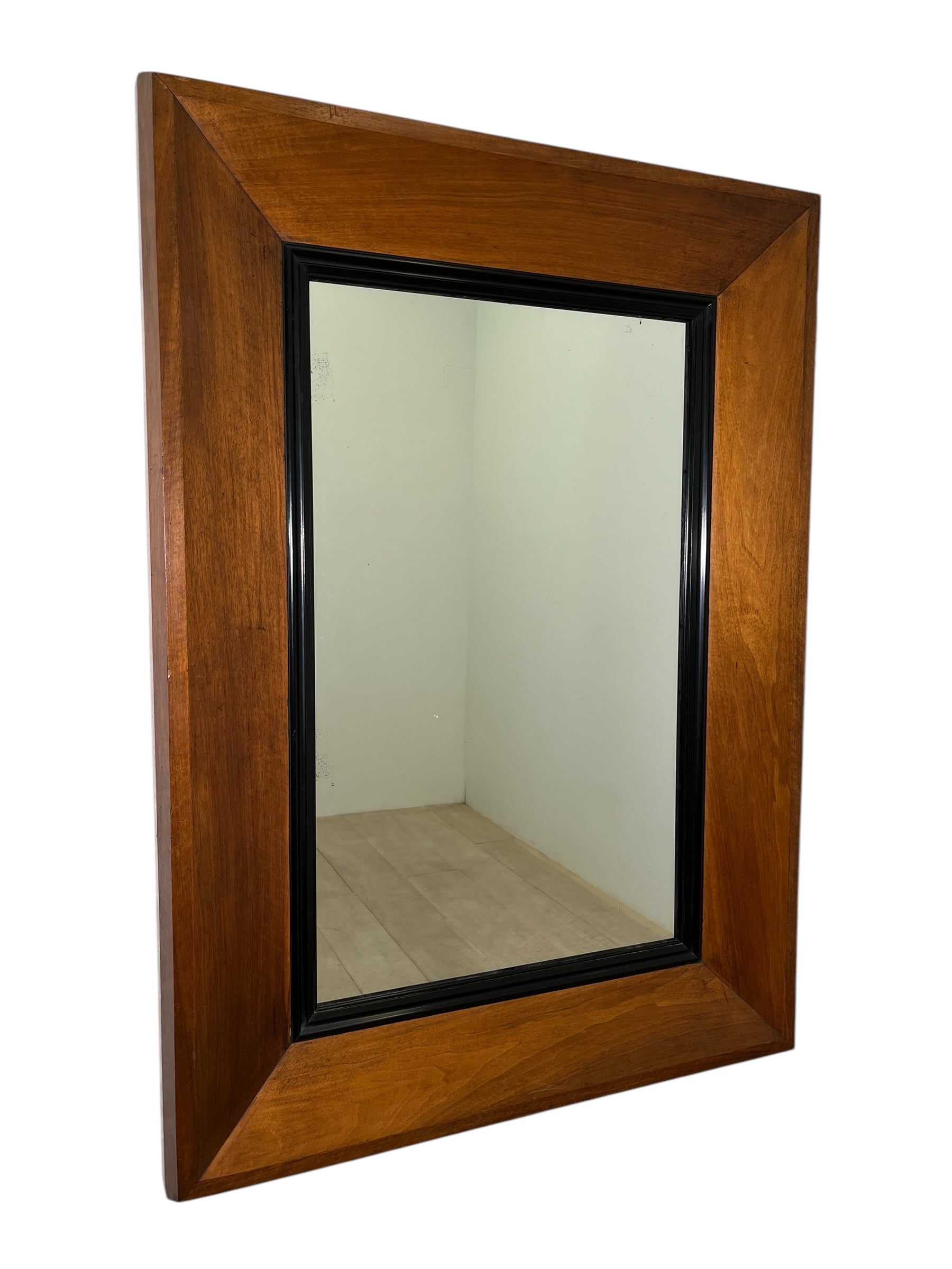 Large English Burl and Ebonized Mirror