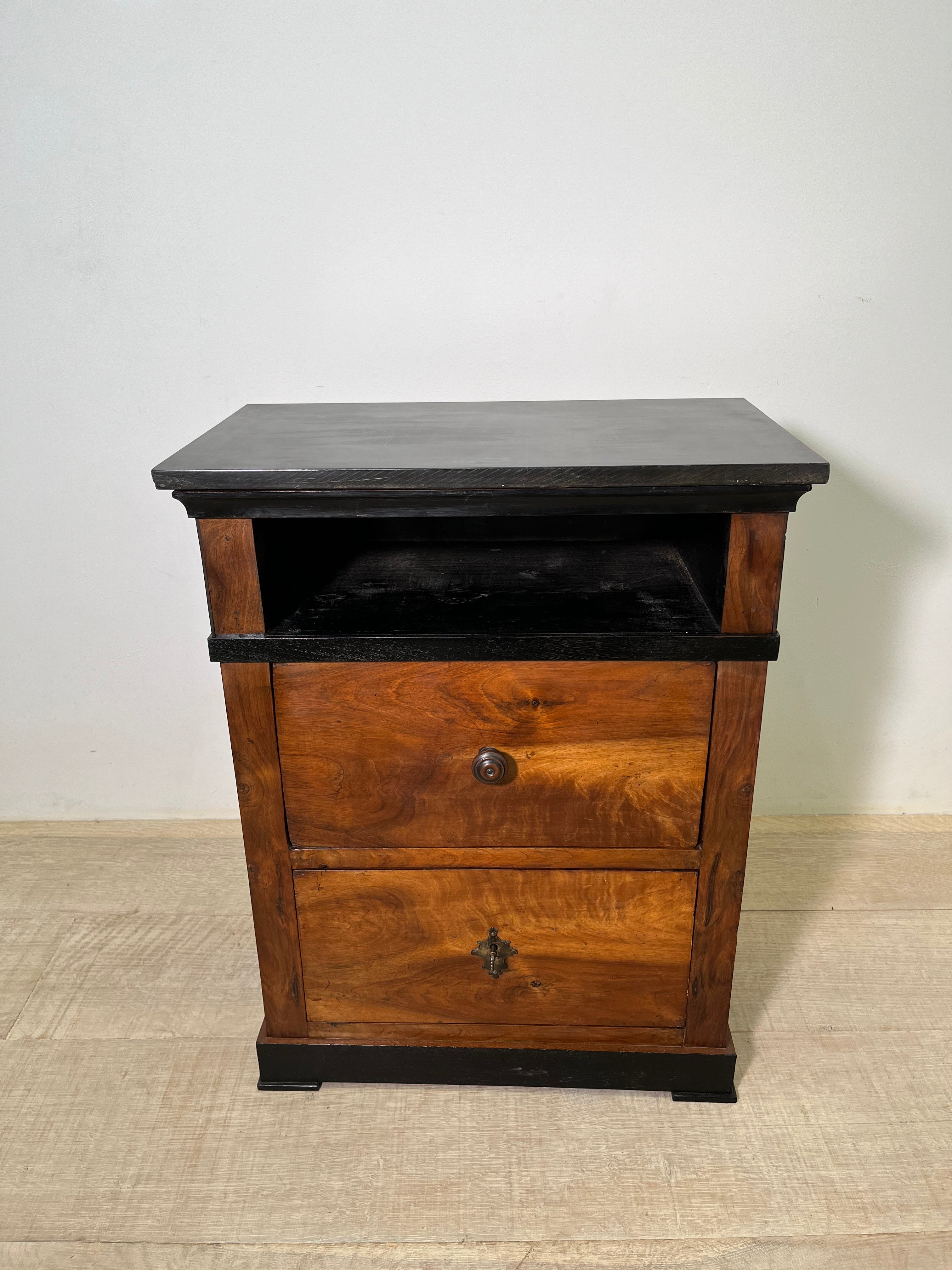 English Burlwood Nightstand