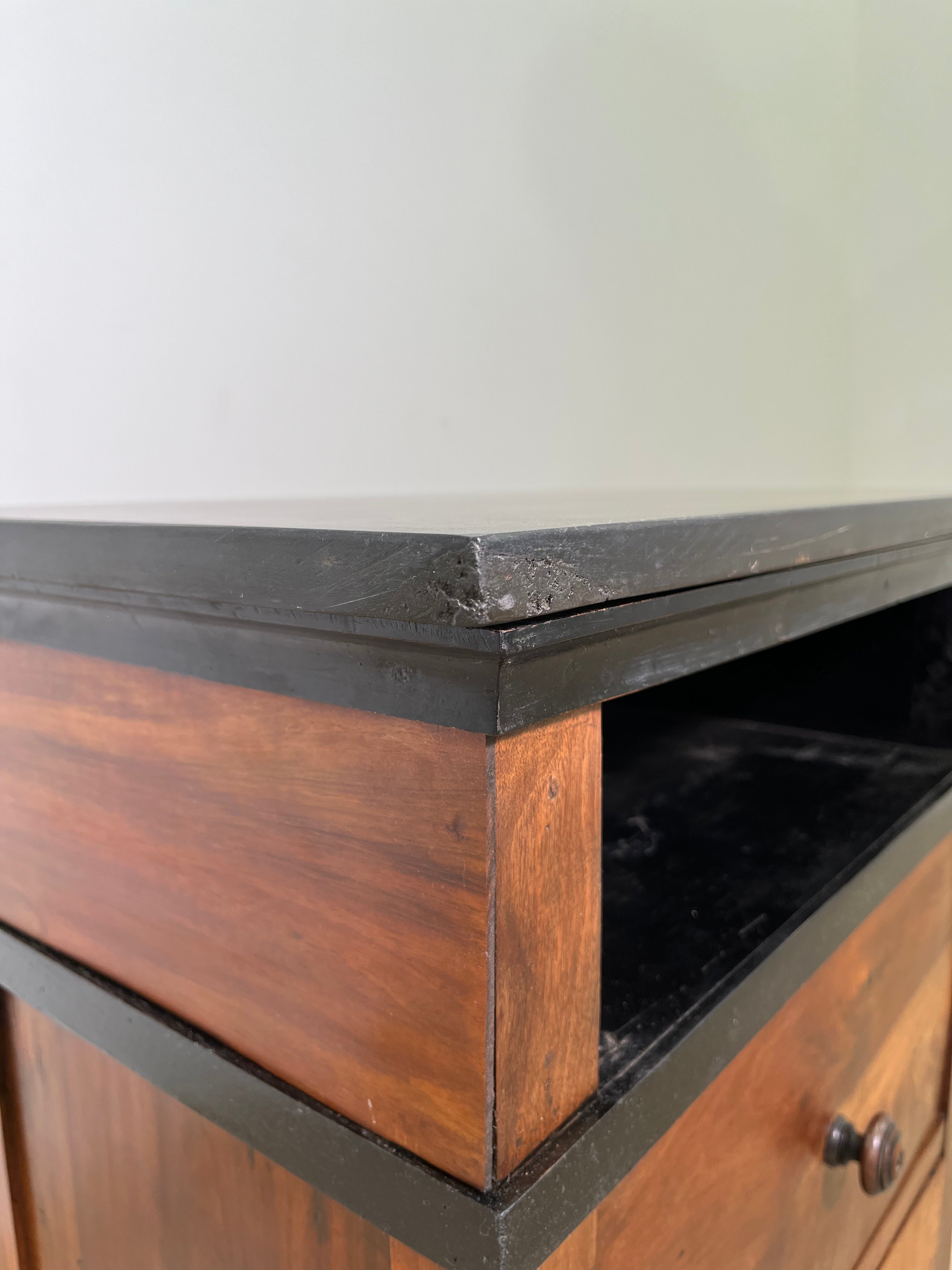English Burlwood Nightstand