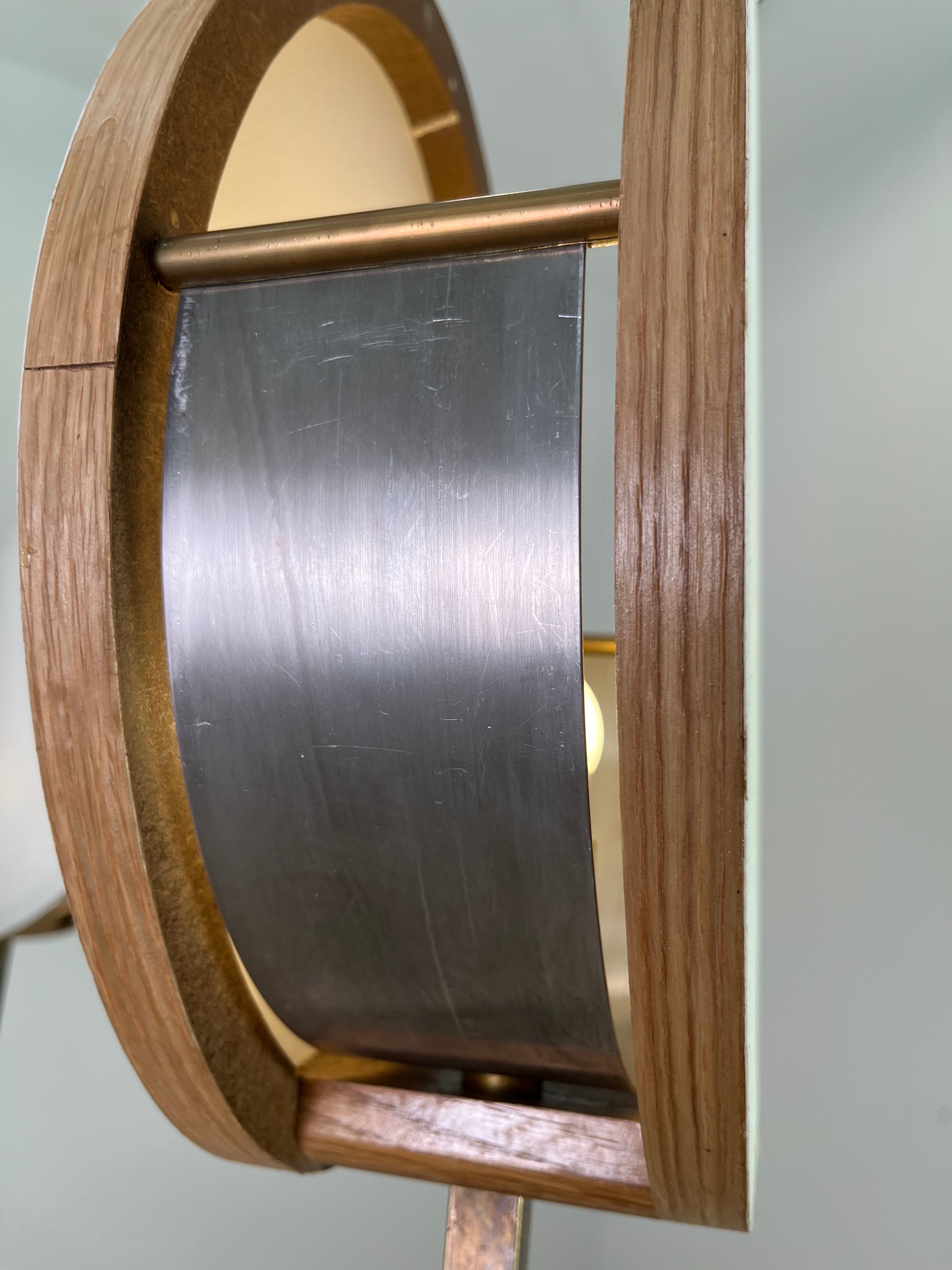 Limited Edition Walnut, Brass and Patinated Aluminum Chandelier