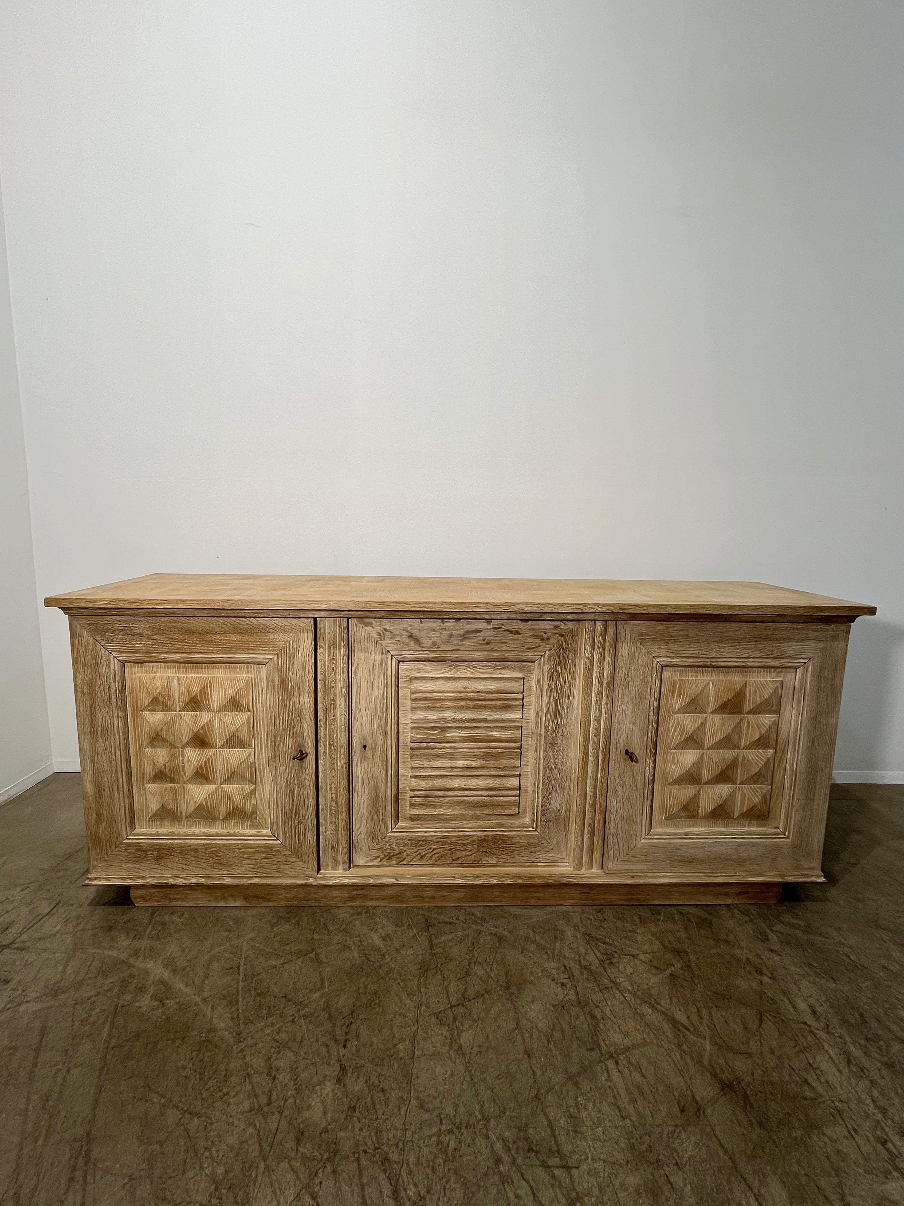 French 1930's Cerusd Oak Cabinet/Sideboard