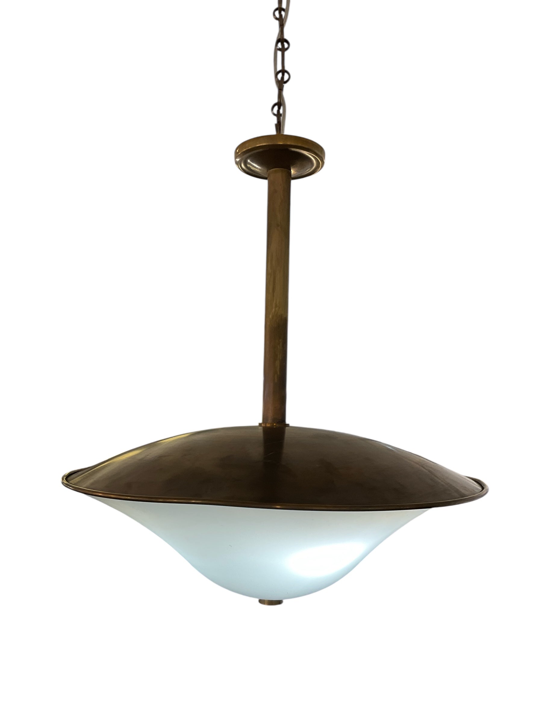 Limited Edition Bronze and Vintage Shade Ceiling Mount Chandelier