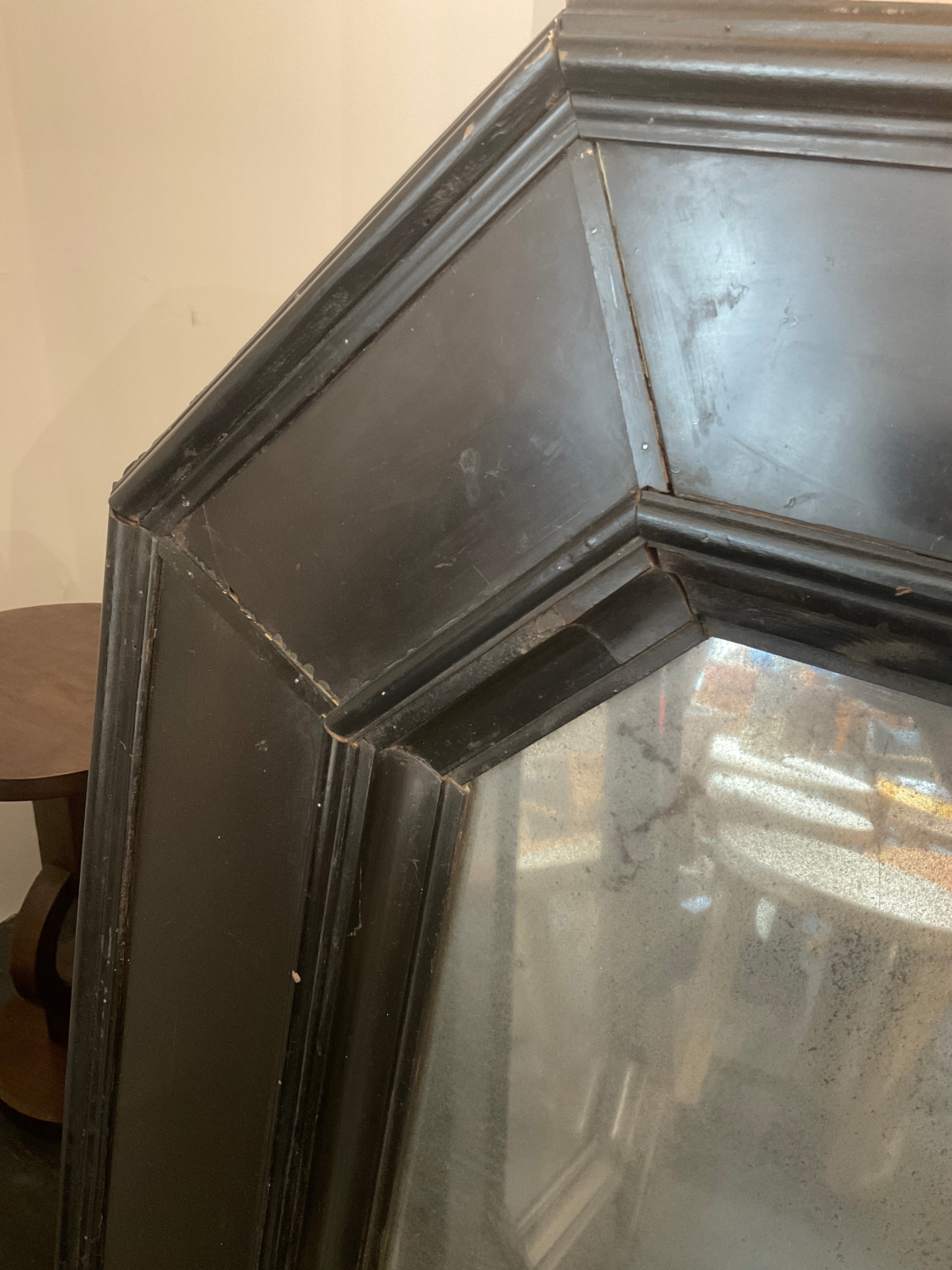 Italian 19th century stone and ebonized wood mirror