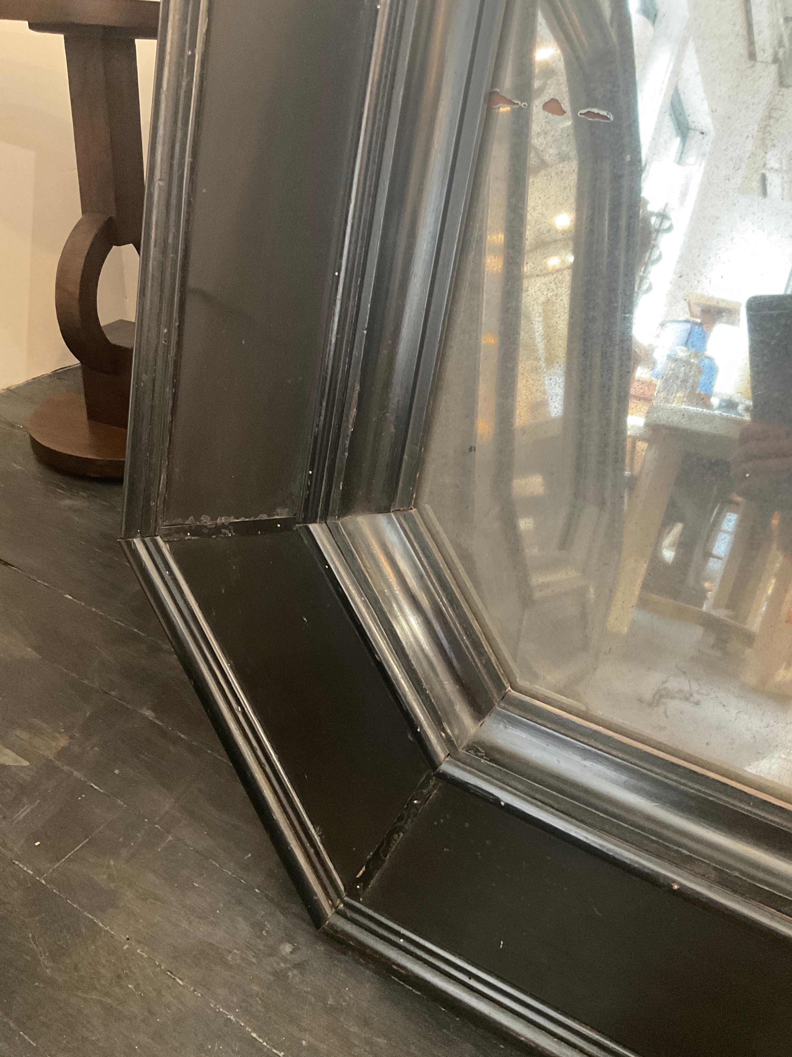 Italian 19th century stone and ebonized wood mirror