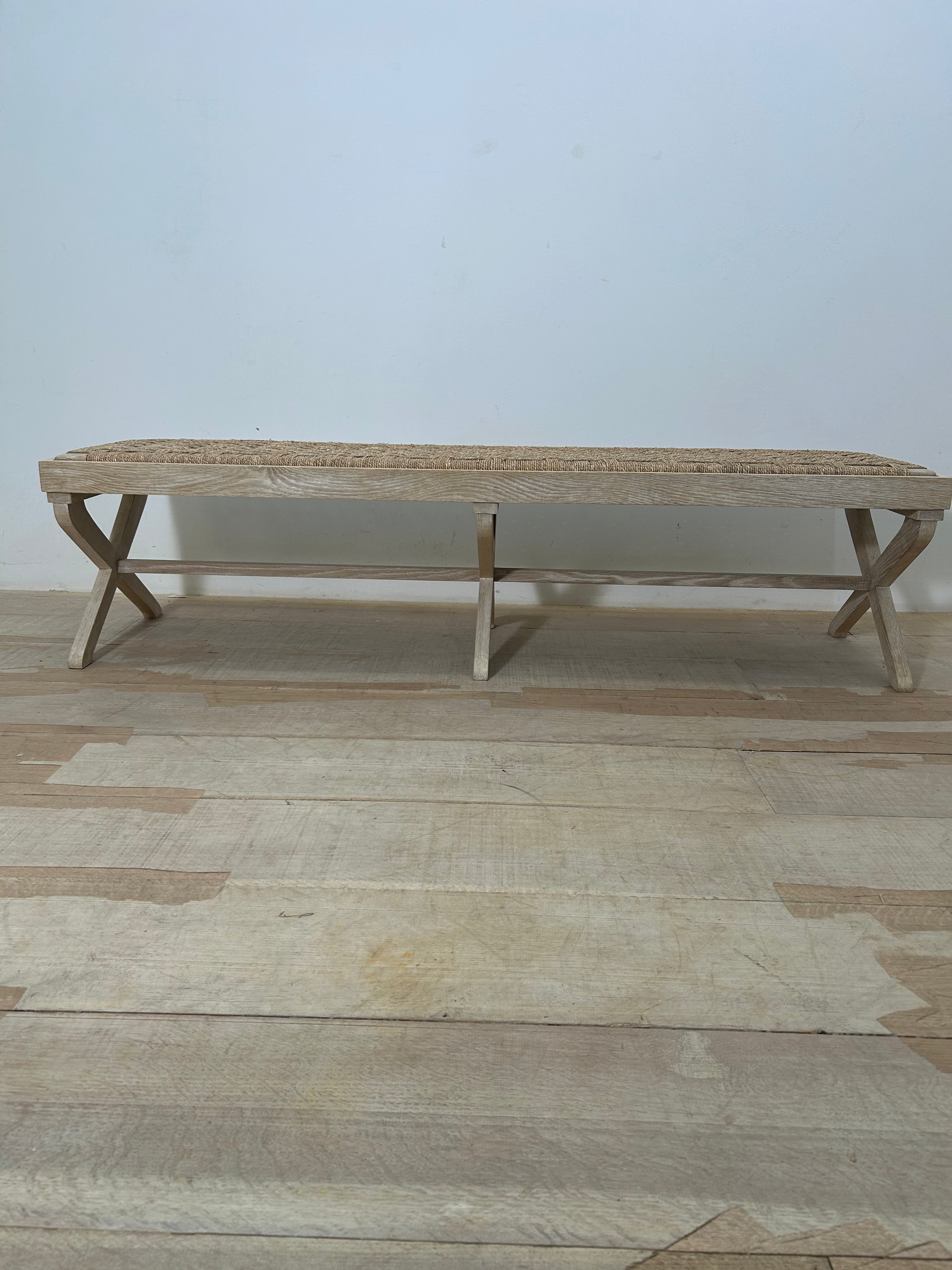 Lucca Studio oak and rush bench