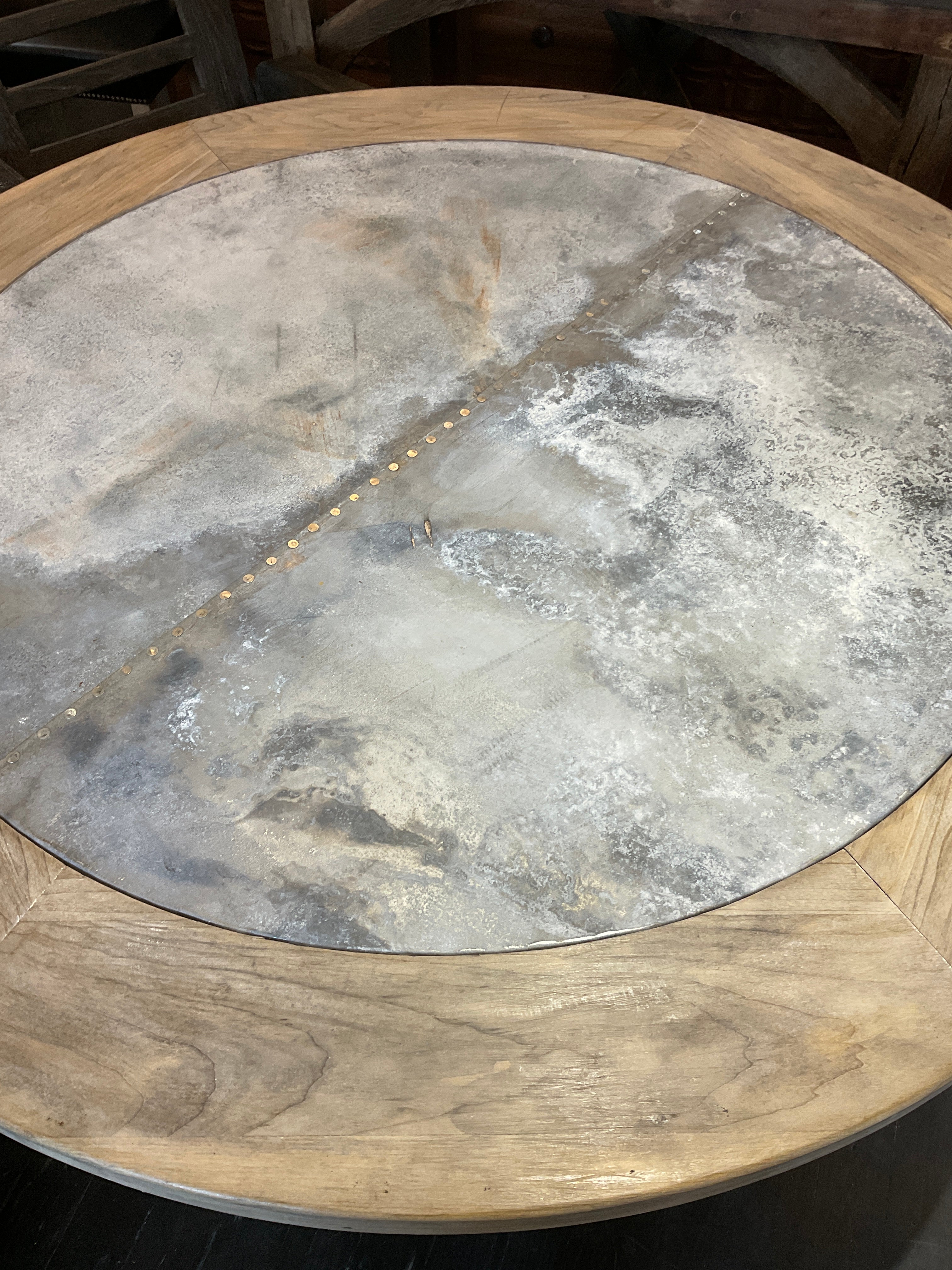 Limited Edition 19th Century Zinc Top Oak Table