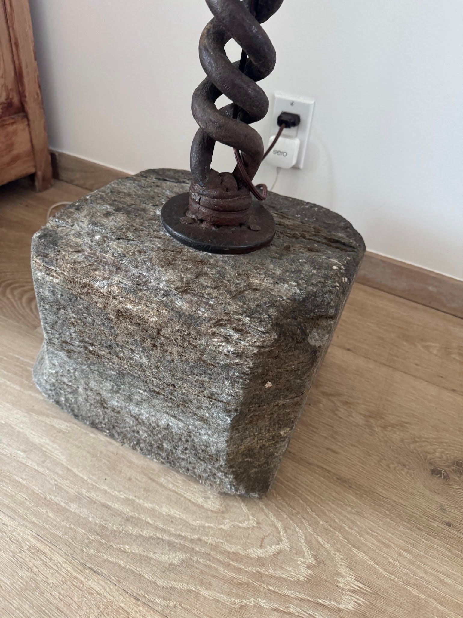 18th Century Iron and Stone Base Floor LampLight