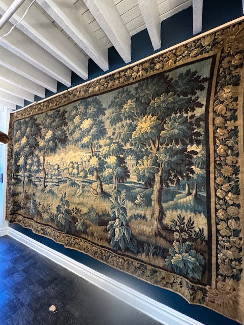 Superb 18th Century French Wall Size Verdure Tapestry