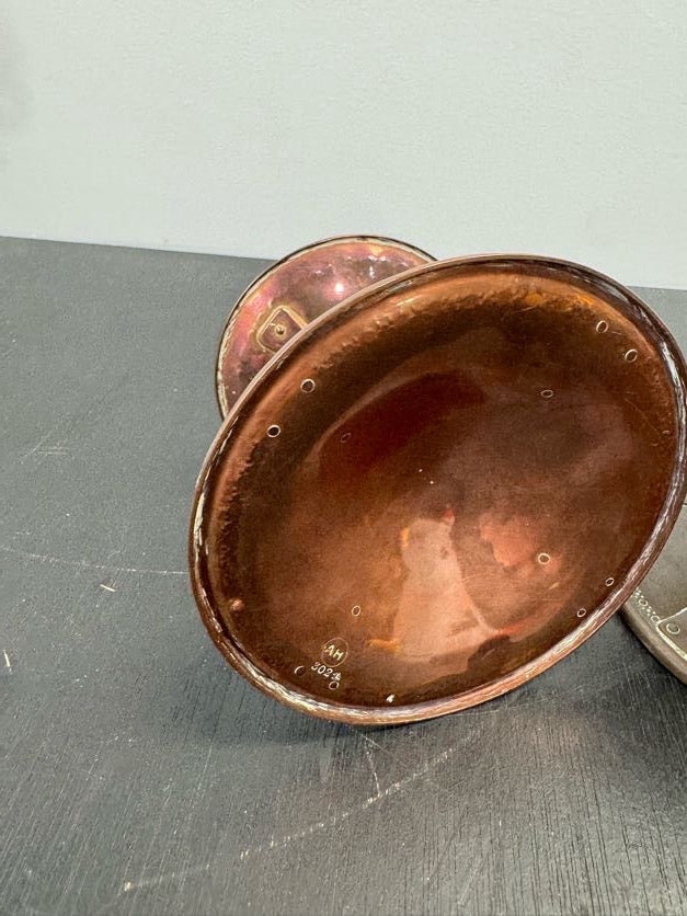 Pair English Arts and Crafts Copper Candle Holders
