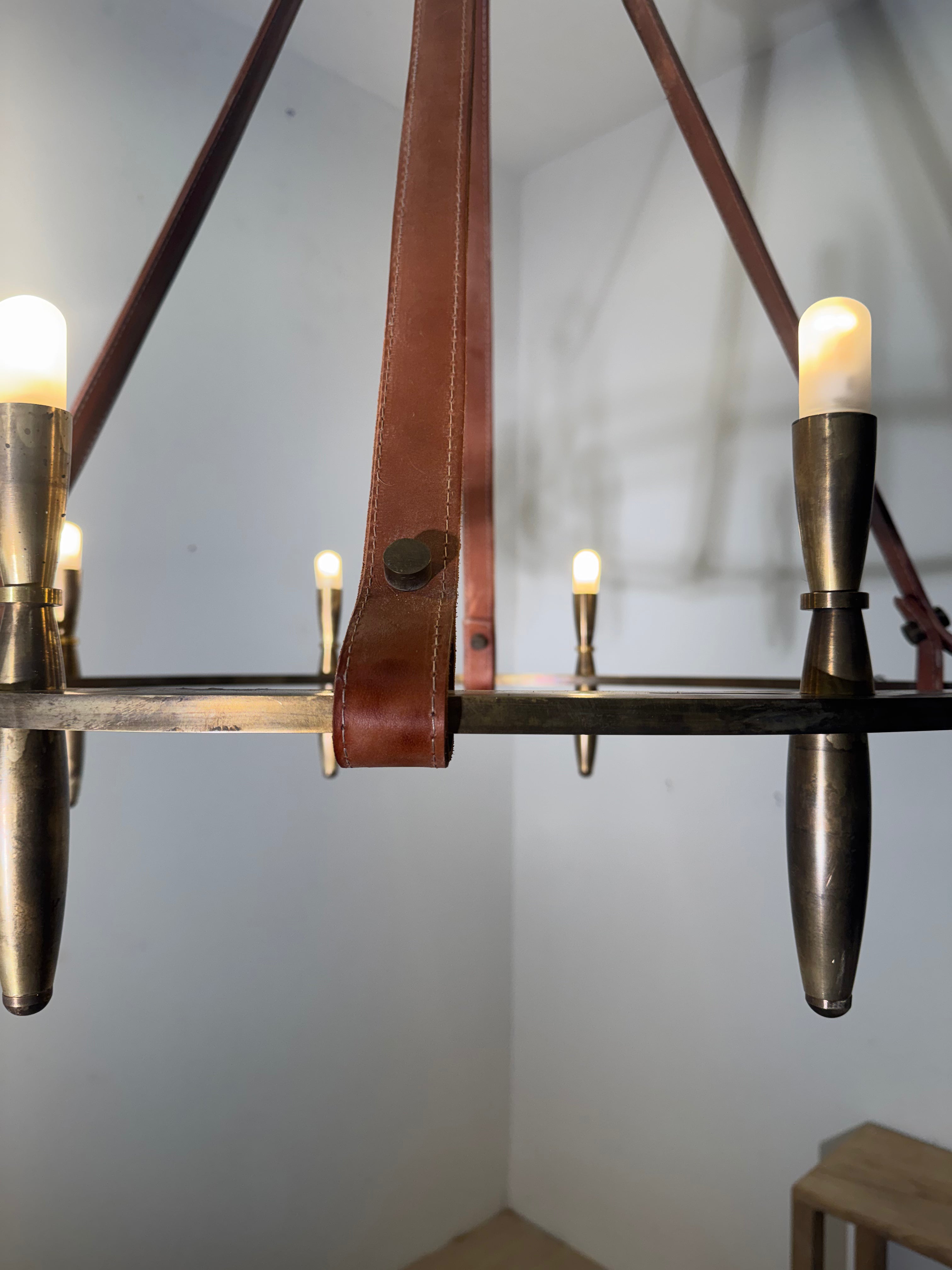 Lucca Studio Bronze & Leather Nate Chandelier