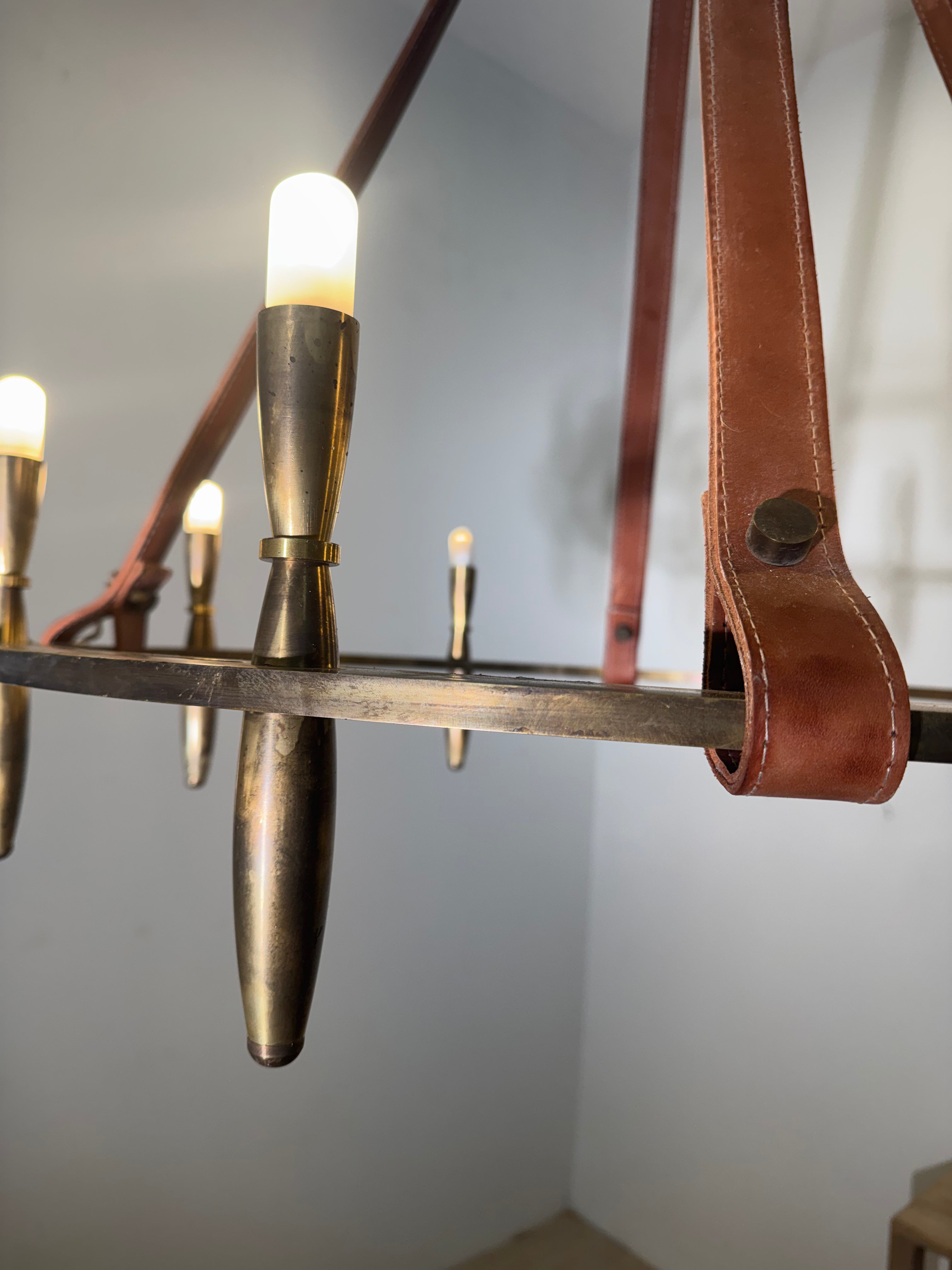 Lucca Studio Bronze & Leather Nate Chandelier