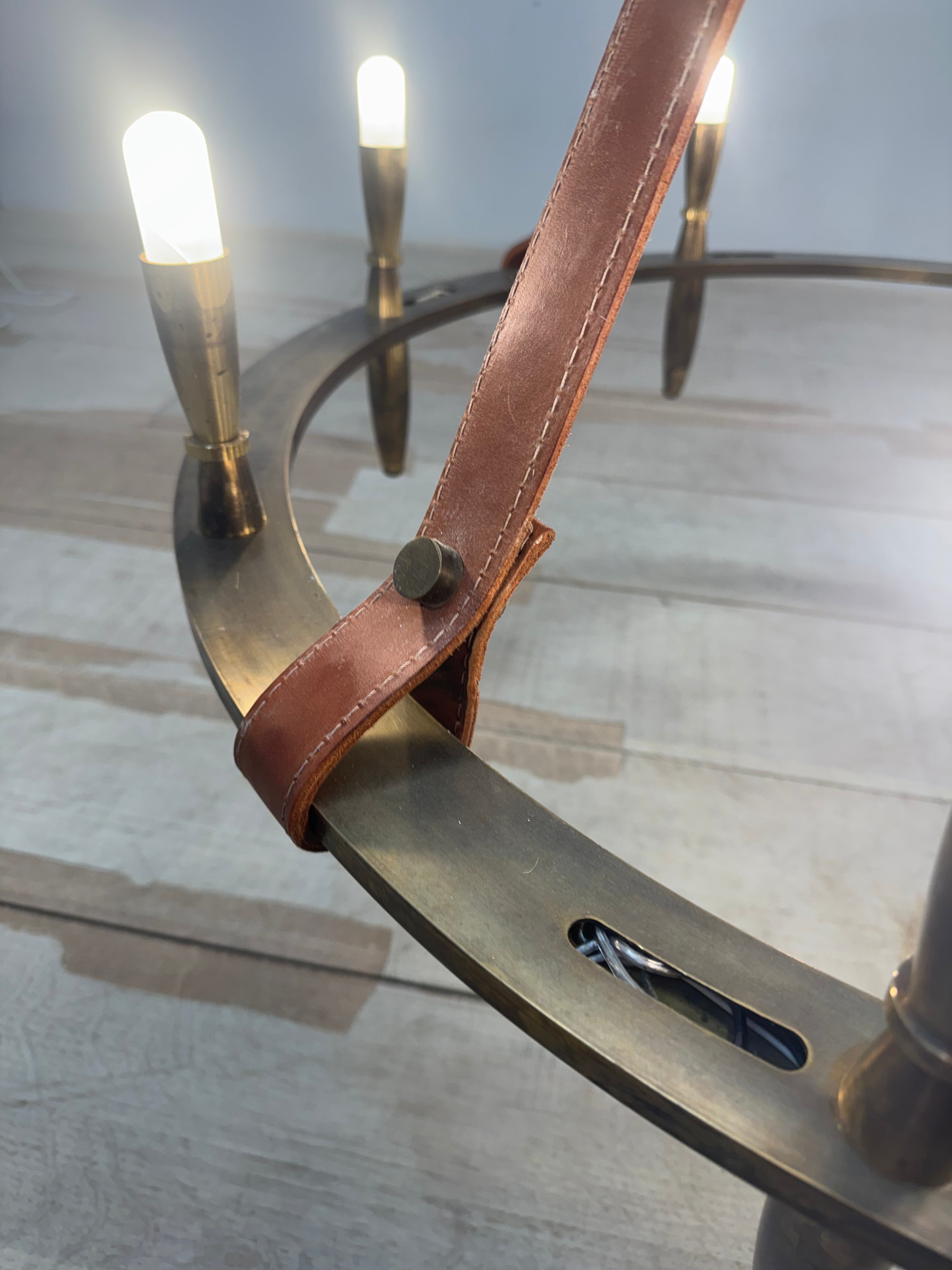 Lucca Studio Bronze & Leather Nate Chandelier