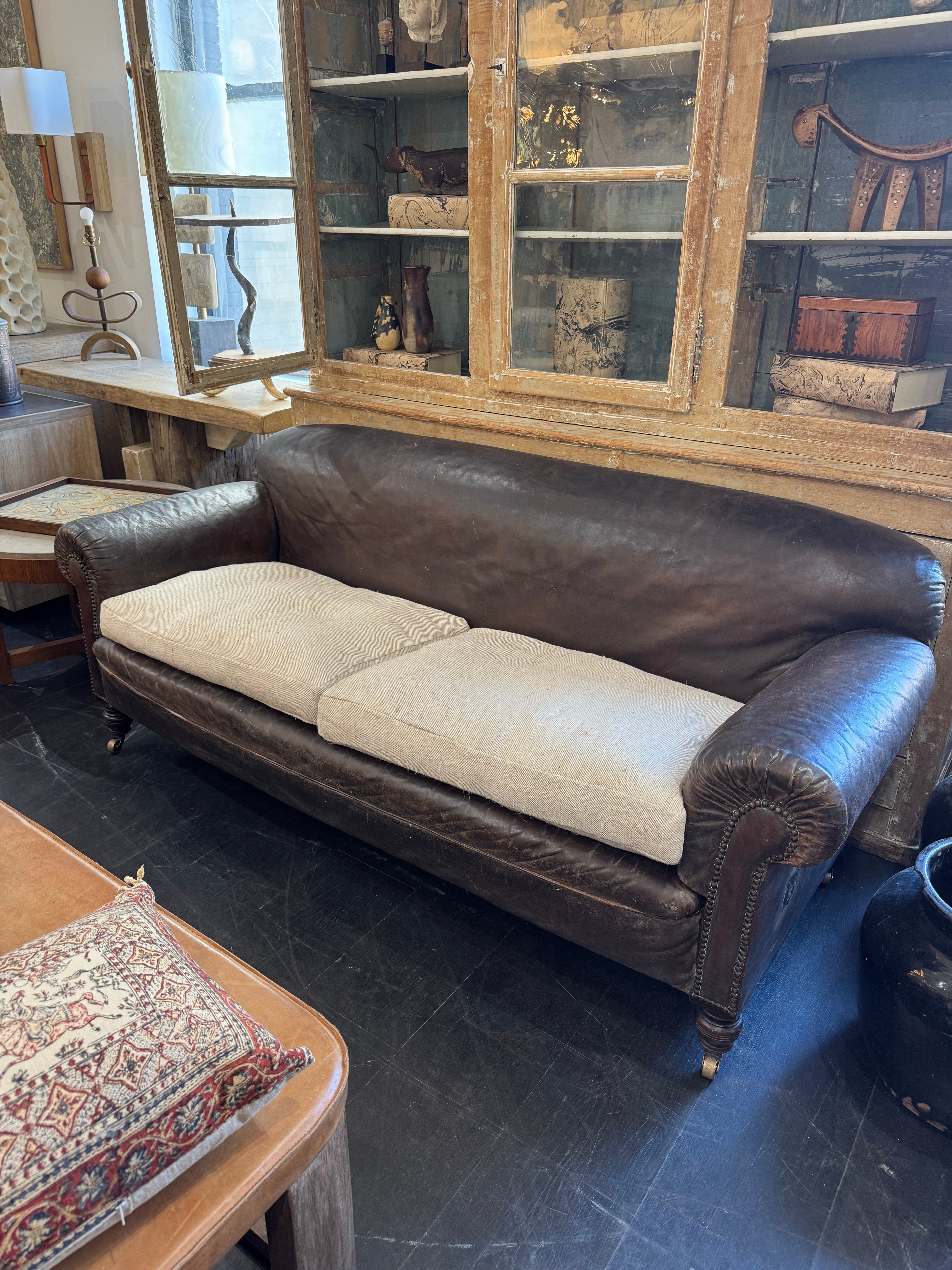 19th century English Leather Country House Sofa