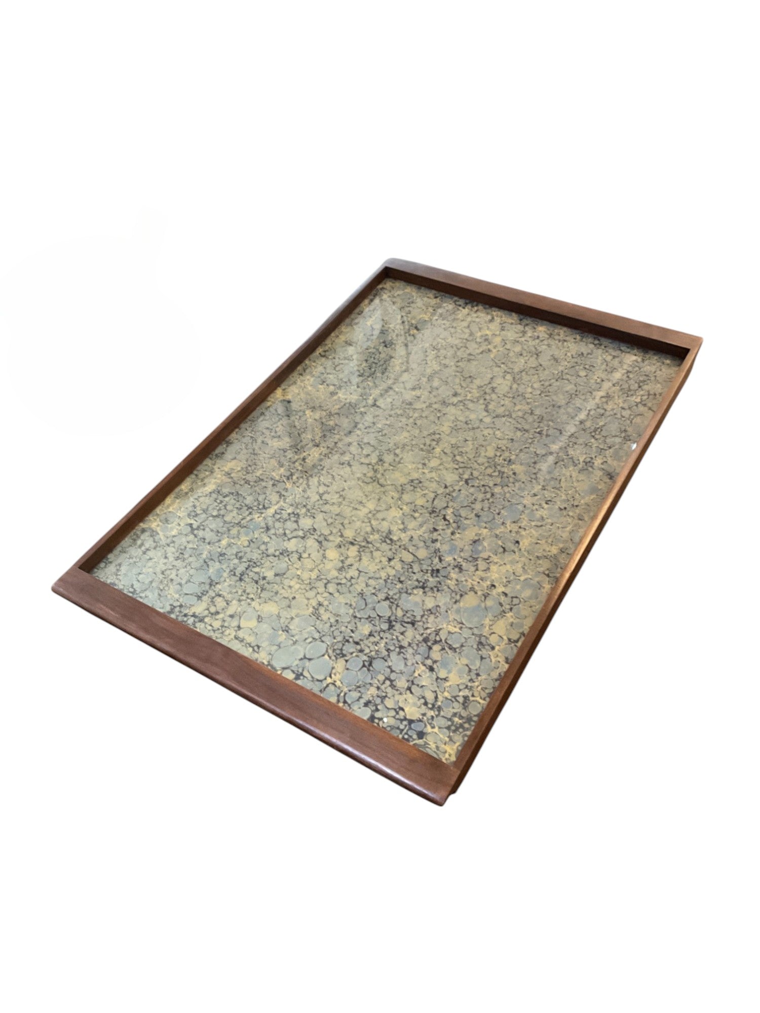 Limited Edition Walnut & Vintage Italian Marbleized Paper Tray