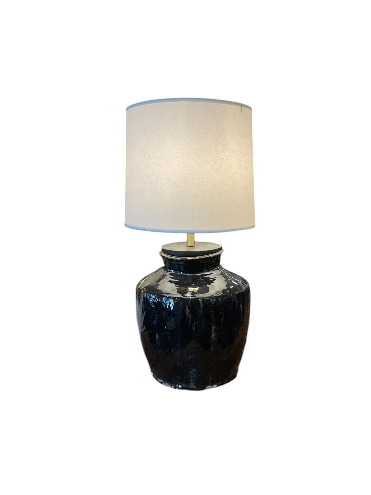 Antique Central Asia Black Glazed Lamp