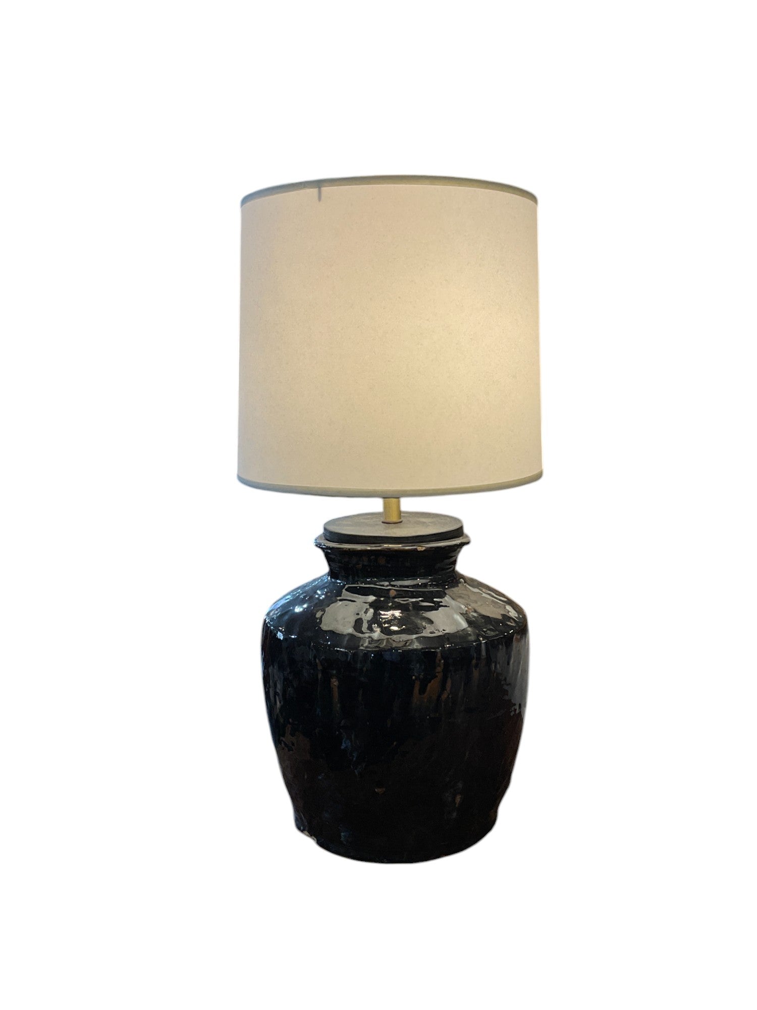 Antique Central Asia Black Glazed Lamp