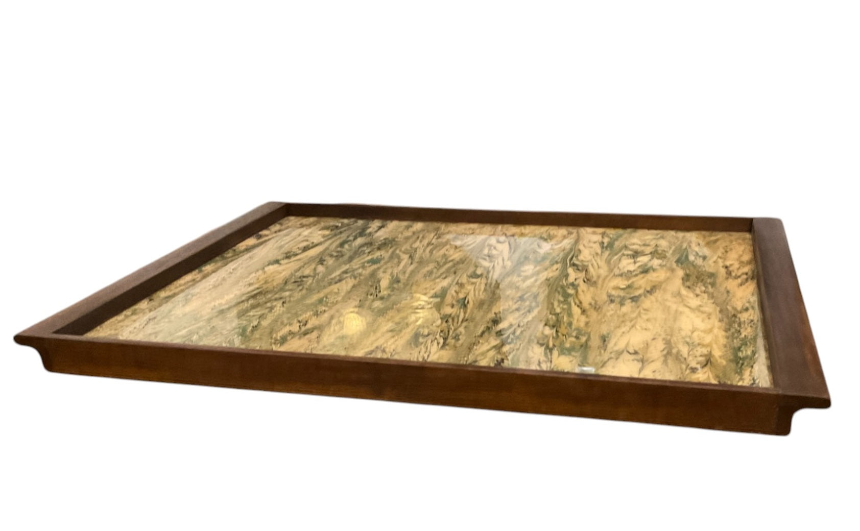 Limited Edition Walnut & Vintage Italian Marbleized Paper Tray