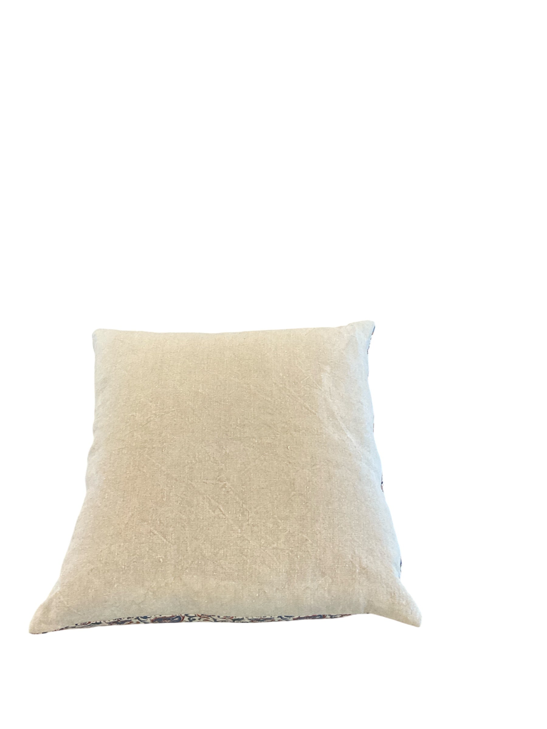 Vintage Block Print Linen Pillow
