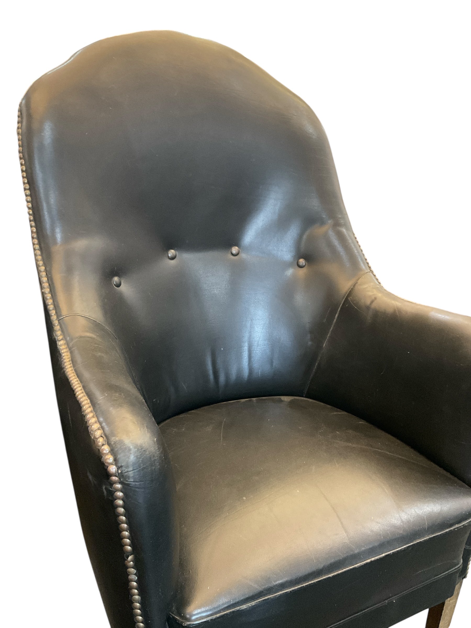 Vintage Danish Black Leather Arm Chair