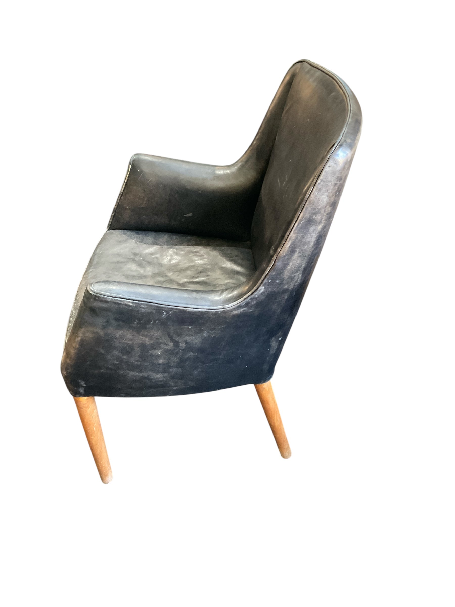 1940s Danish Black Leather Chair