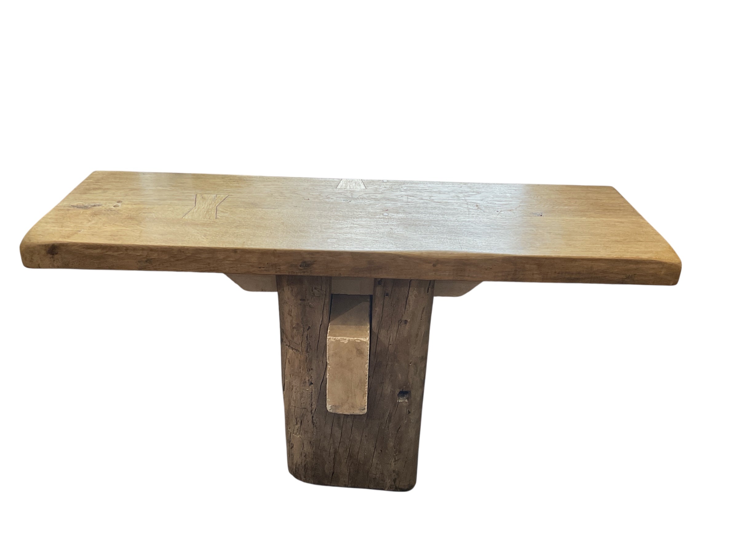 Limited Edition Console of 18th Century Oak and Limestone