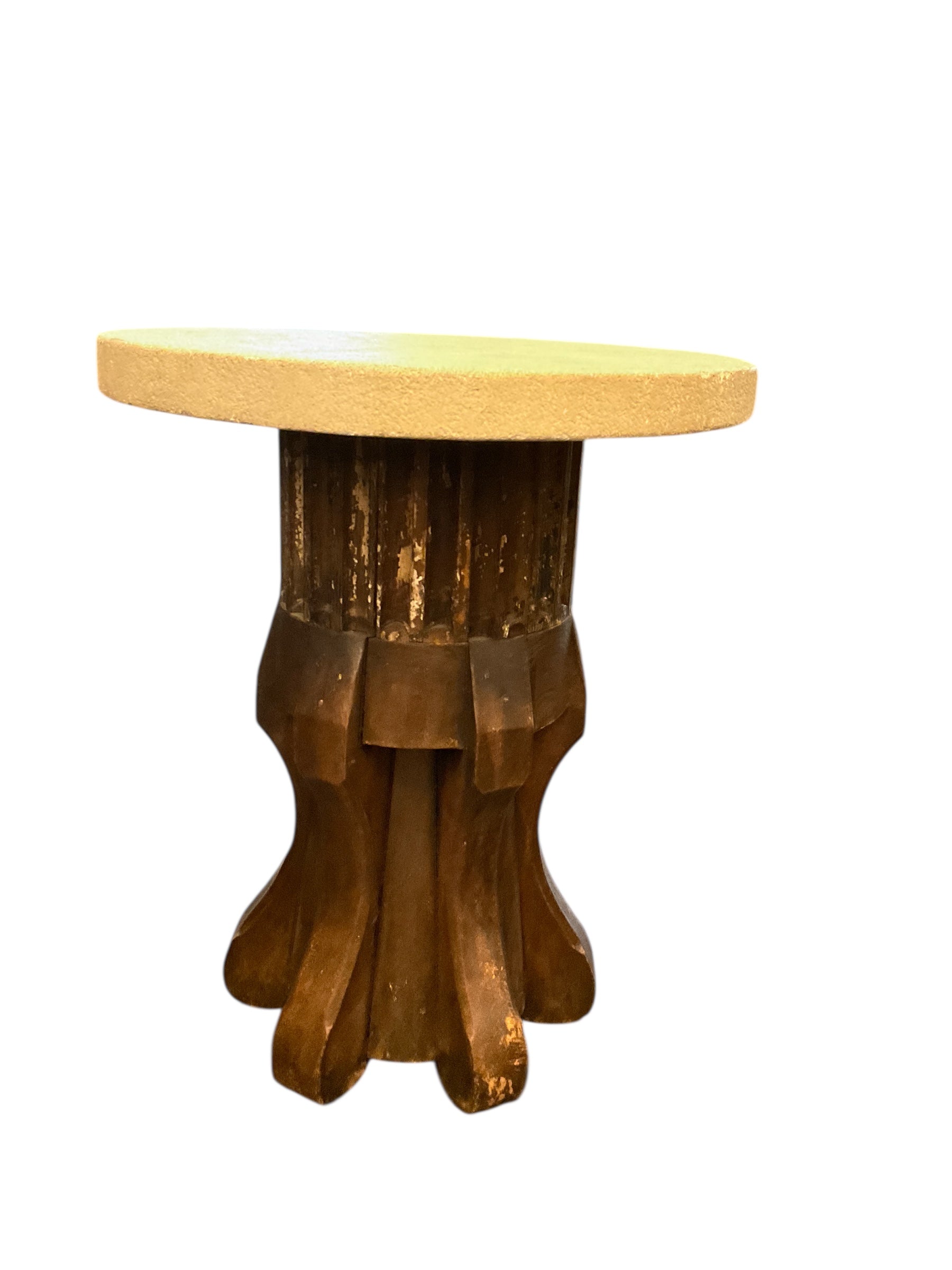 Limited Edition Found Element and Stone Top Side Table