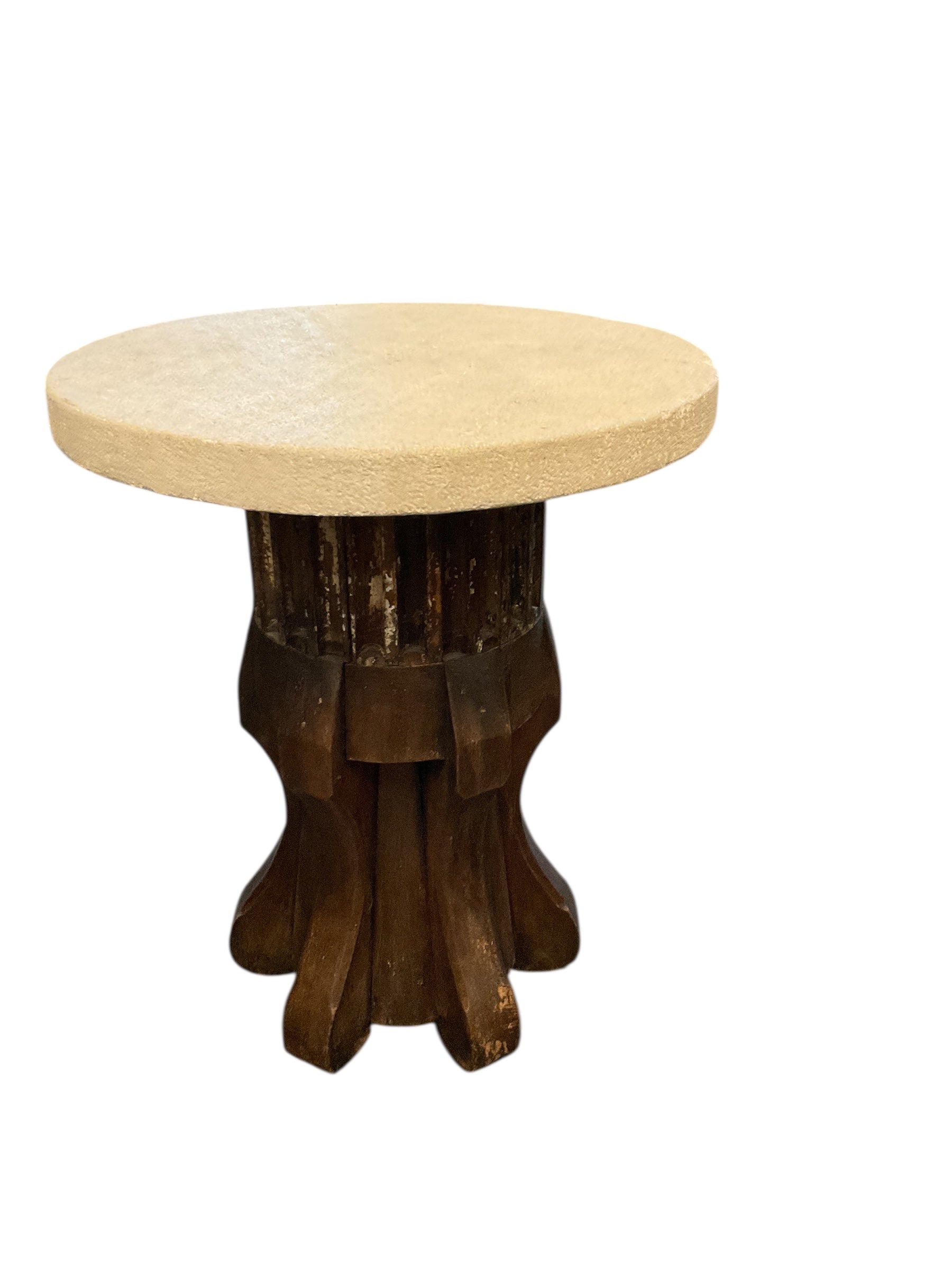 Limited Edition Found Element and Stone Top Side Table